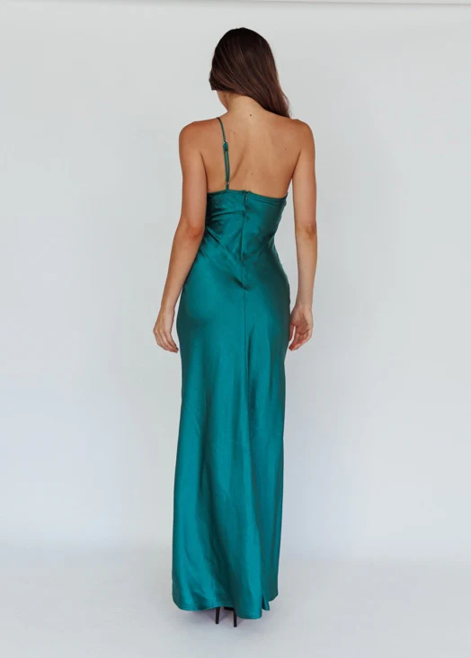 Jessica Satin Maxi Dress - Forest Green - Image 4