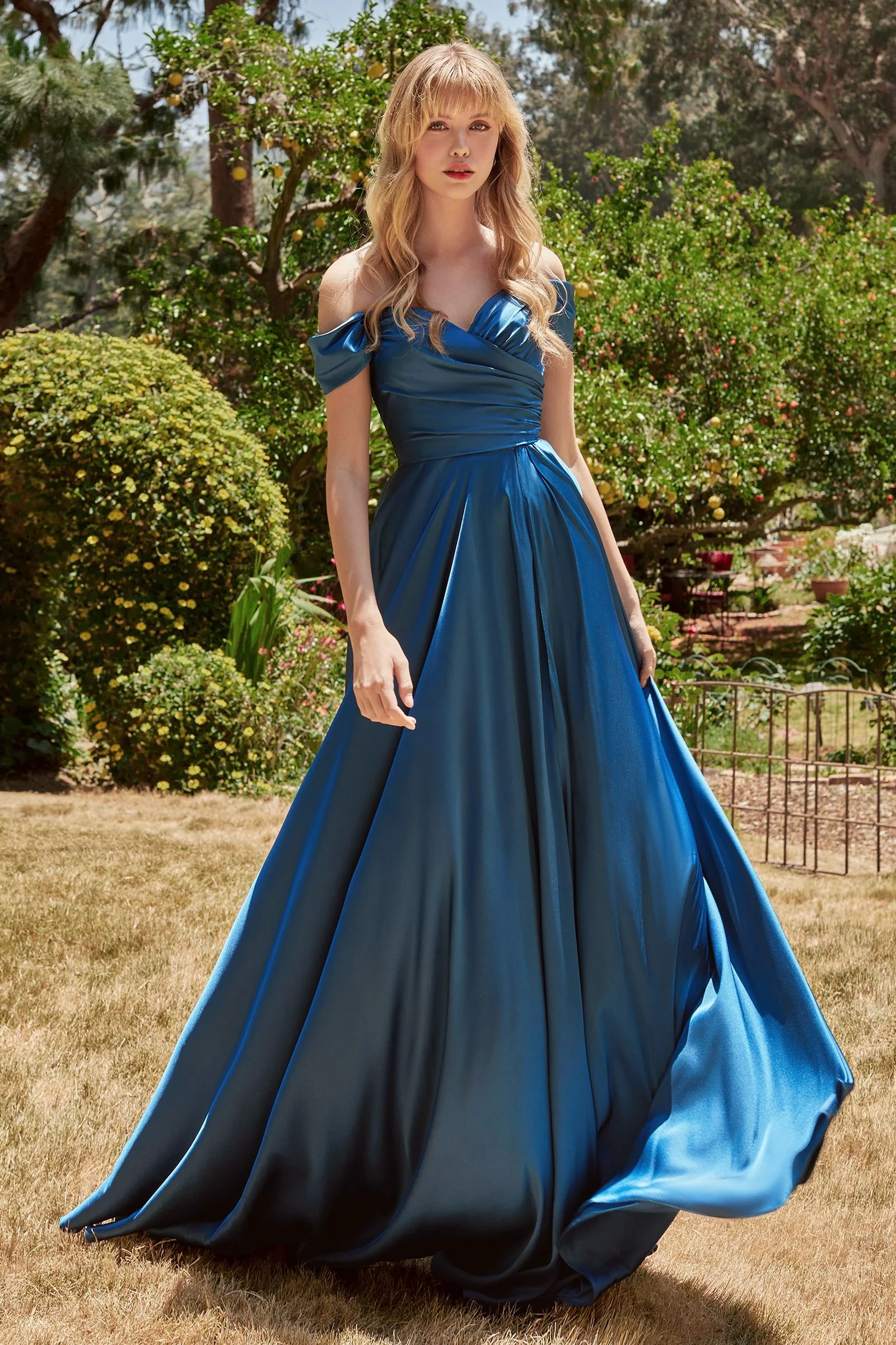 JILLIAN GOWN - A-LINE SOFT SATIN OFF THE SHOULDER DRESS - Image 15