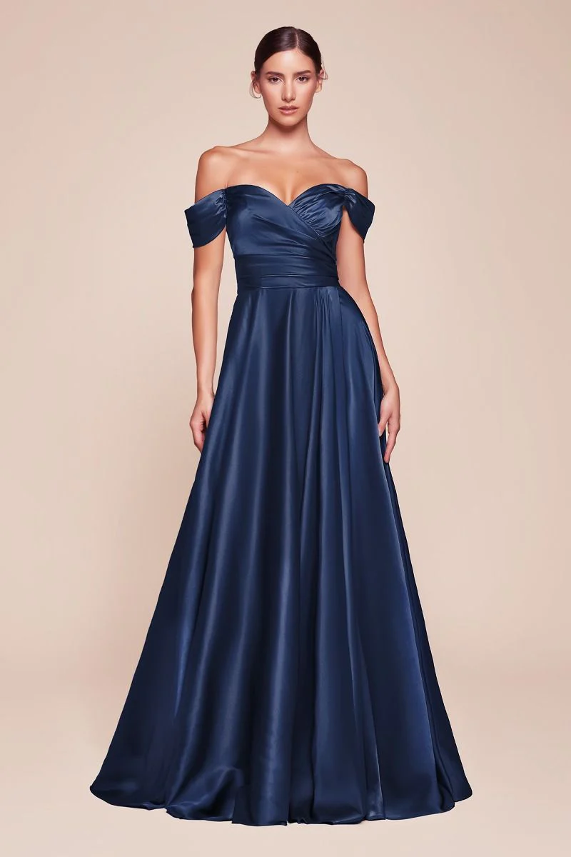 JILLIAN GOWN - A-LINE SOFT SATIN OFF THE SHOULDER DRESS - Image 24