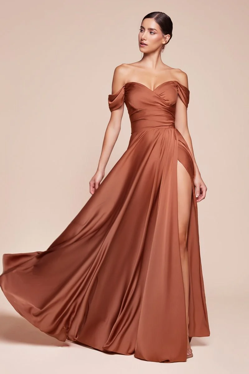 JILLIAN GOWN - A-LINE SOFT SATIN OFF THE SHOULDER DRESS - Image 30