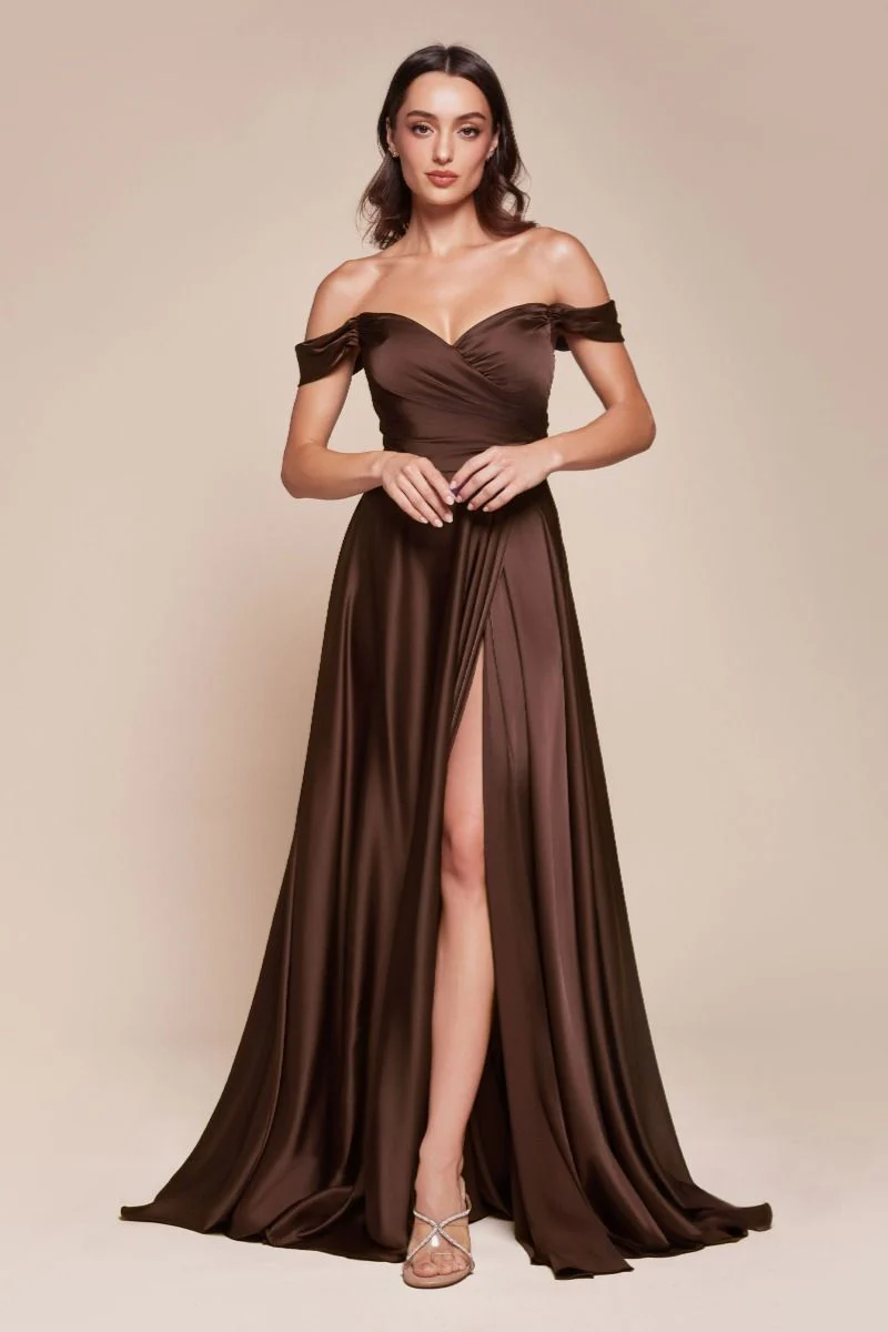 JILLIAN GOWN - A-LINE SOFT SATIN OFF THE SHOULDER DRESS - Image 6