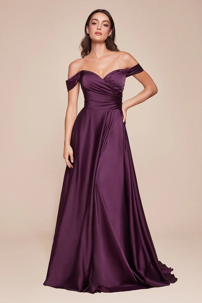 JILLIAN GOWN - A-LINE SOFT SATIN OFF THE SHOULDER DRESS - Image 7