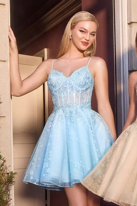 JOLEEN MINI DRESS - FLORAL LACE & TULLE A-LINE COCKTAIL DRESS - Image 7