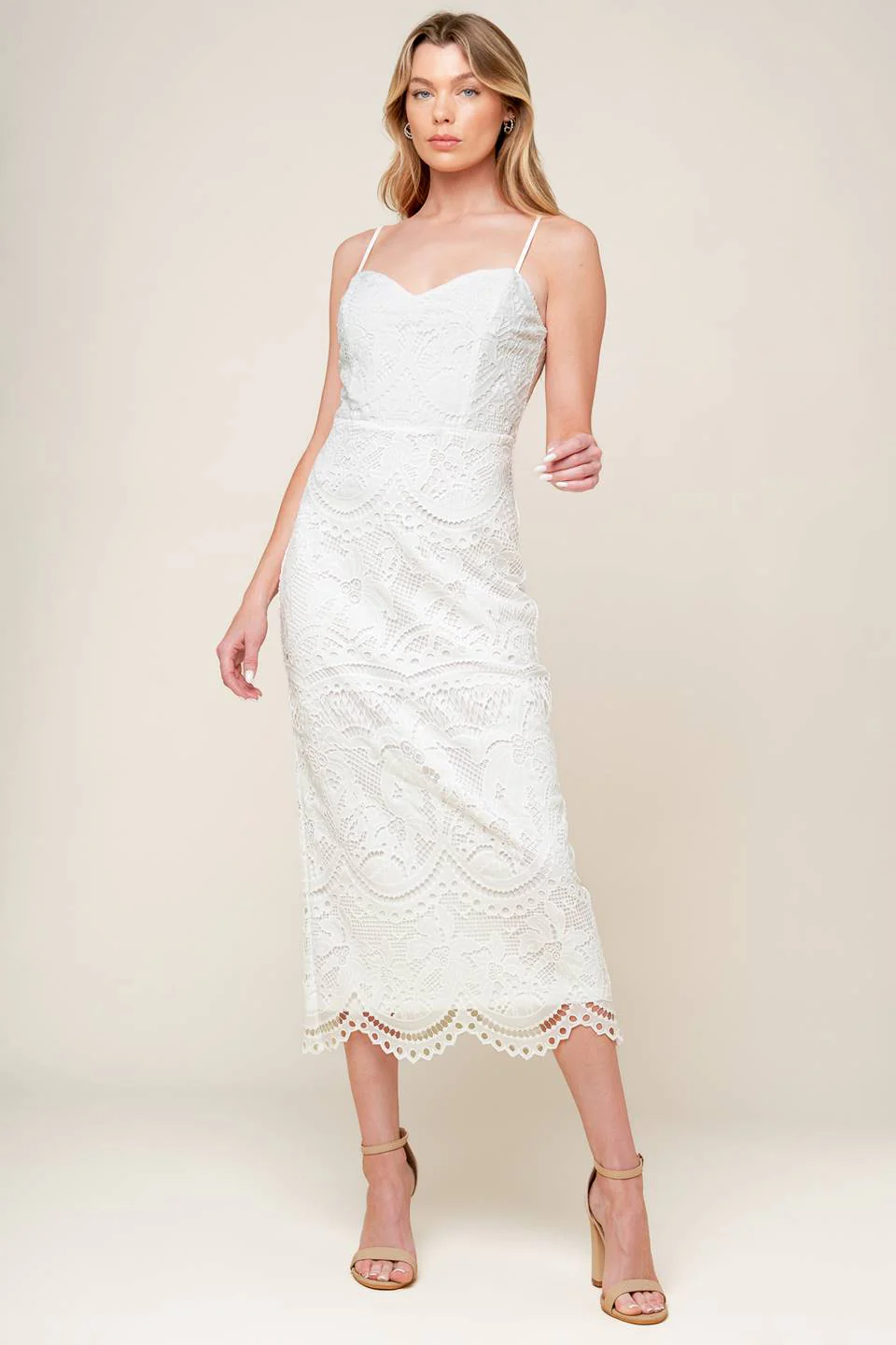 JOSEPHINE LACE MIDI DRESS - OFF WHITE - Image 3