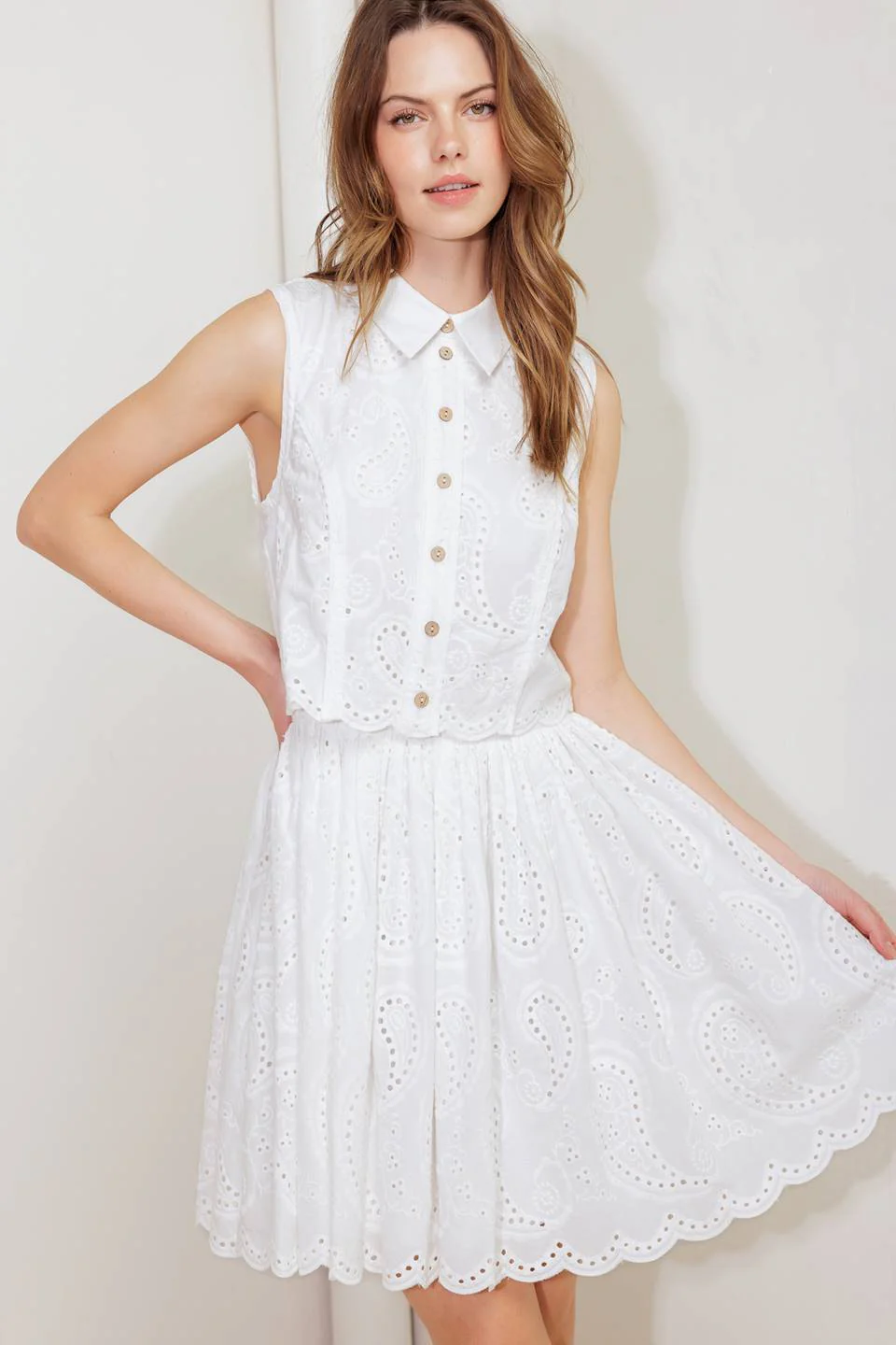JOVIE WHITE EYELET MINI DRESS - Image 3