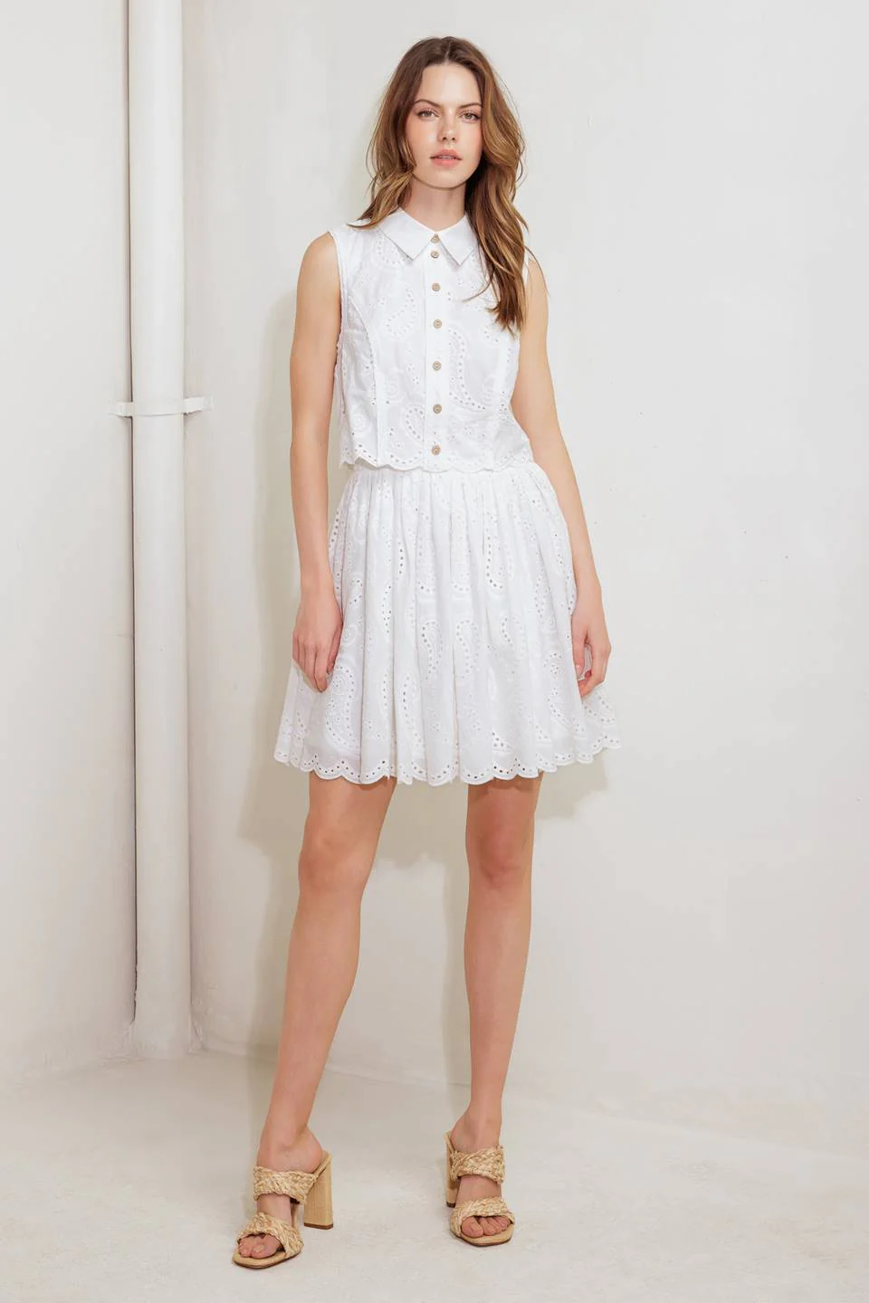 JOVIE WHITE EYELET MINI DRESS - Image 5