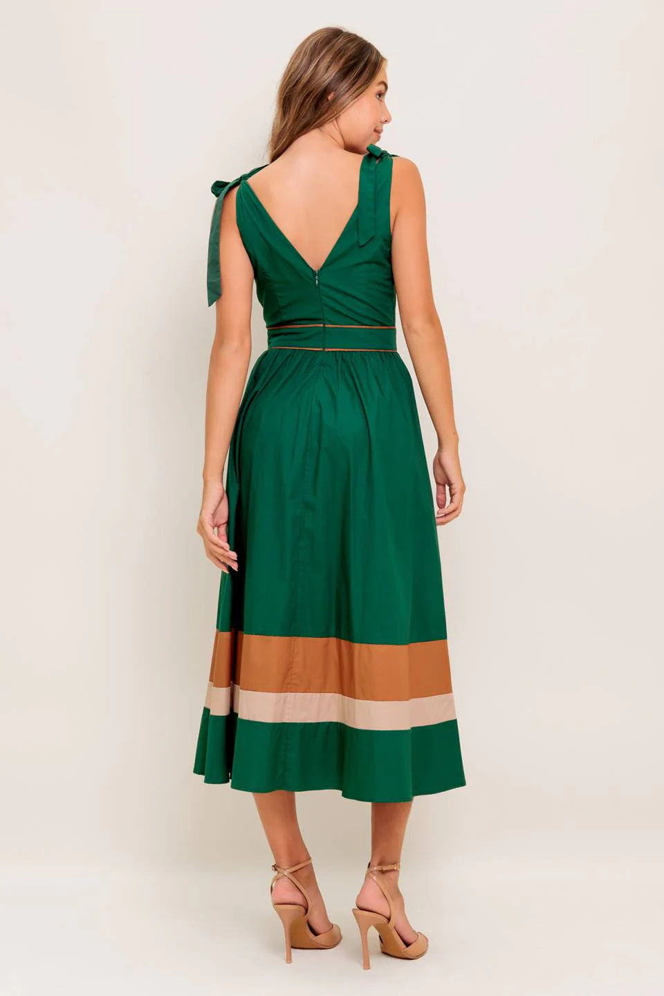 JUNIPER DRESS - COLOR BLOCKED COTTON MIDI DRESS - Image 2