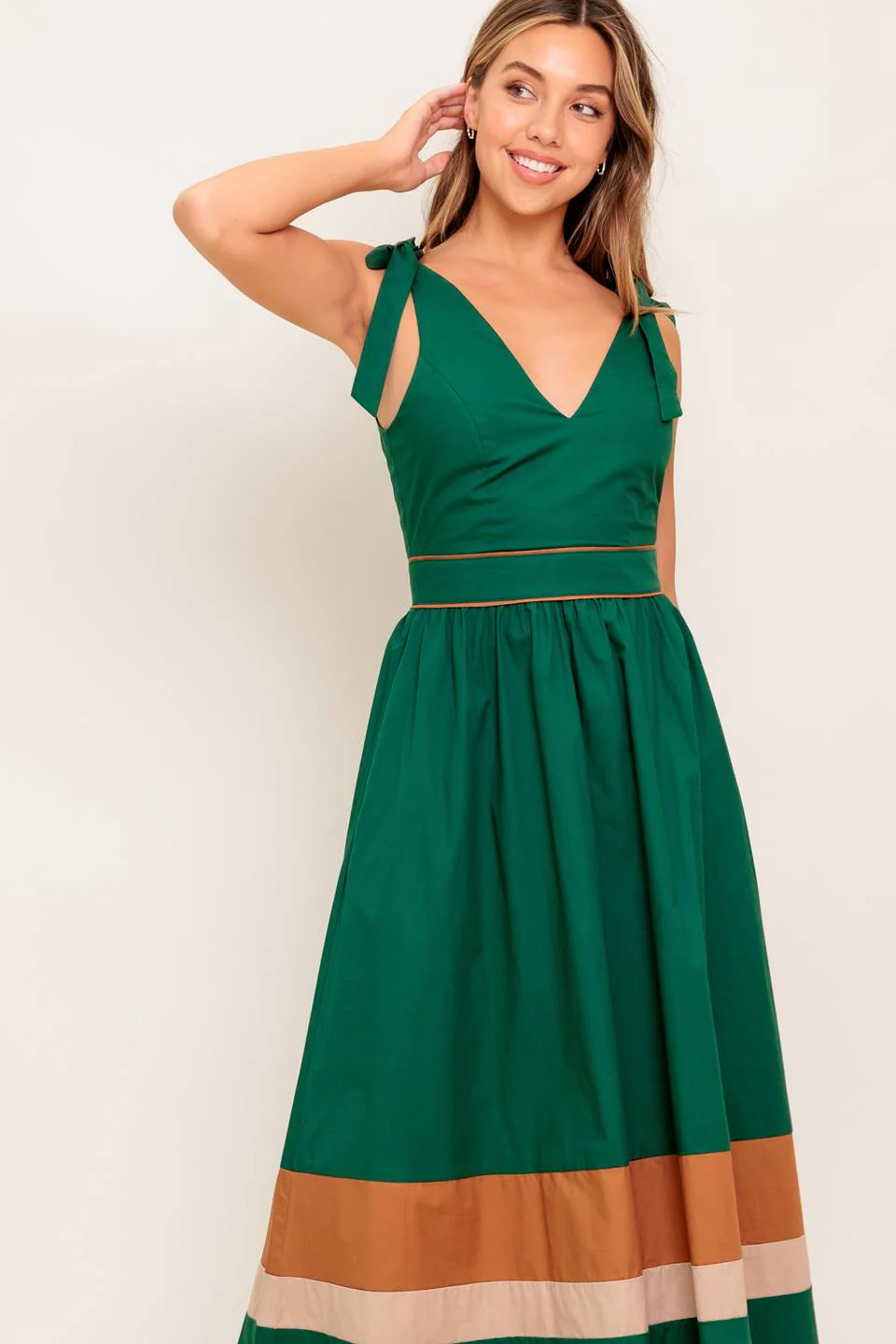 JUNIPER DRESS - COLOR BLOCKED COTTON MIDI DRESS - Image 5