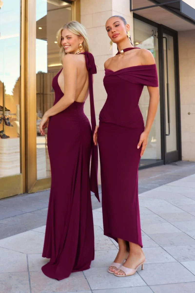 Kara Maxi - Adjustable Halter Tie ITY Dress - Image 15