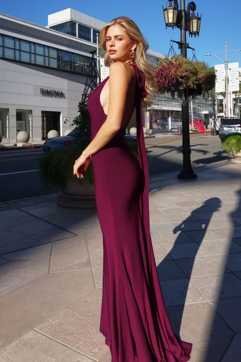 Kara Maxi - Adjustable Halter Tie ITY Dress - Image 9