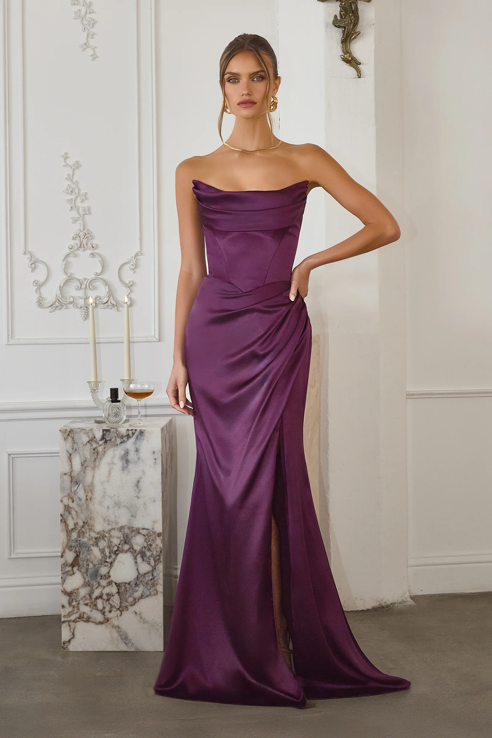 Kieran Gown - Stretch Satin Fitted Dress - Image 14