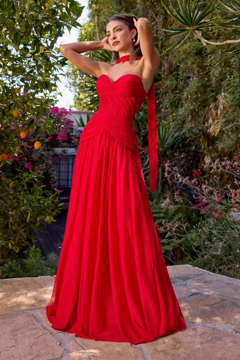 Kimberly Gown - Chiffon A-line Dress With Scarf - Image 10