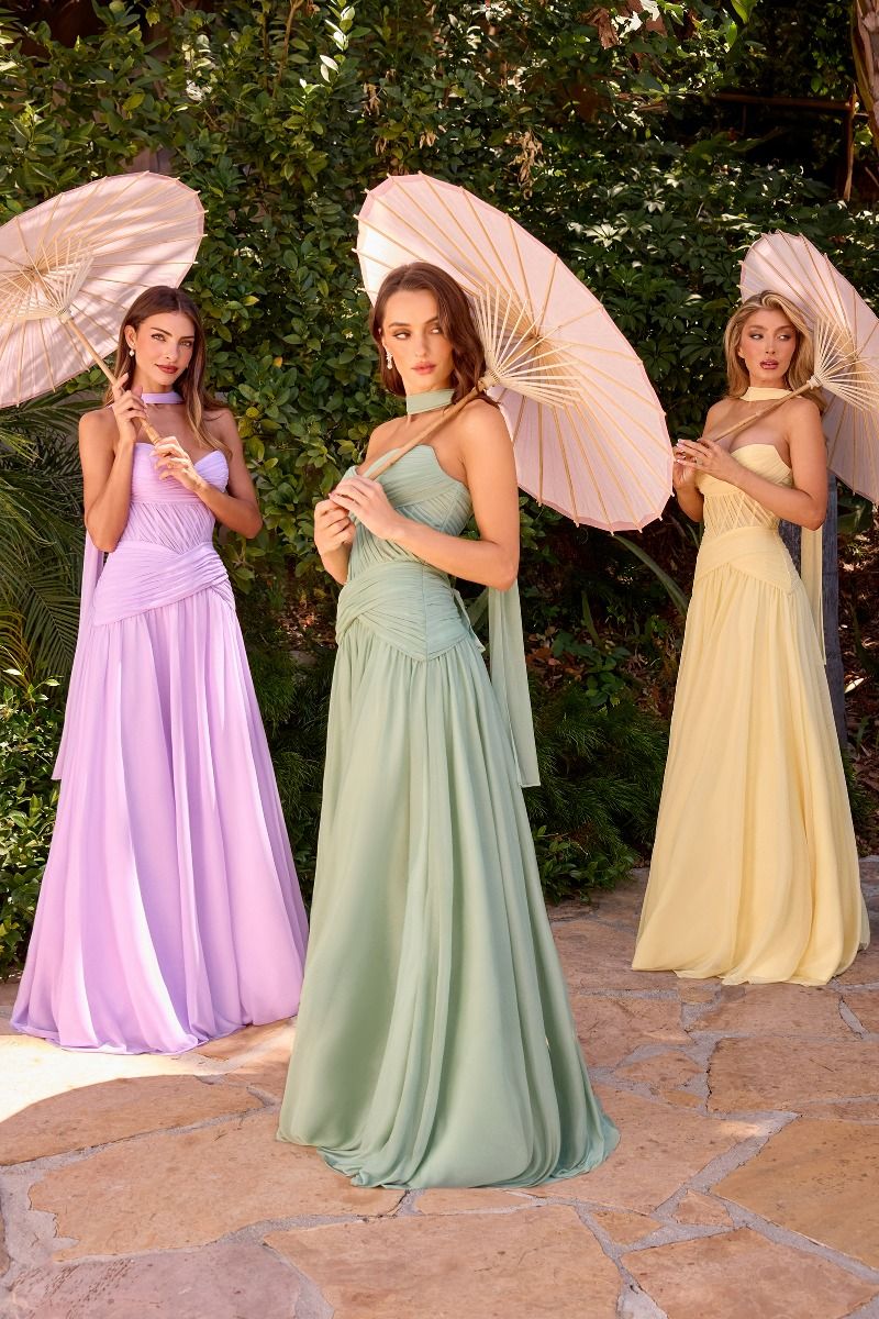 Kimberly Gown - Chiffon A-line Dress With Scarf - Image 14