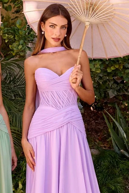 Kimberly Gown - Chiffon A-line Dress With Scarf - Image 17