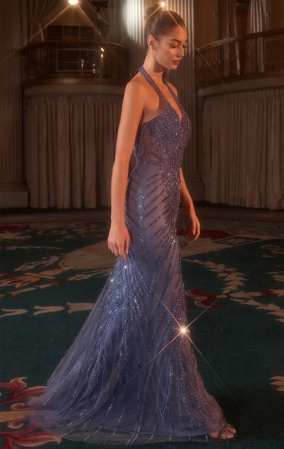 Kingston Gown - Halter Beaded Mermaid Evening Dress - Image 2