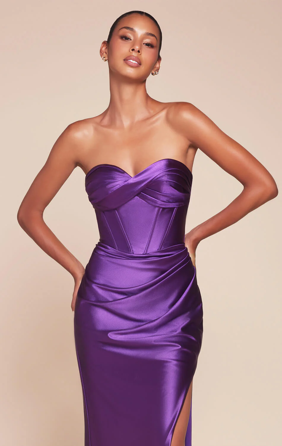 KOLLYN GOWN - STRAPLESS LUXE SATIN FITTED GOWN - Image 2