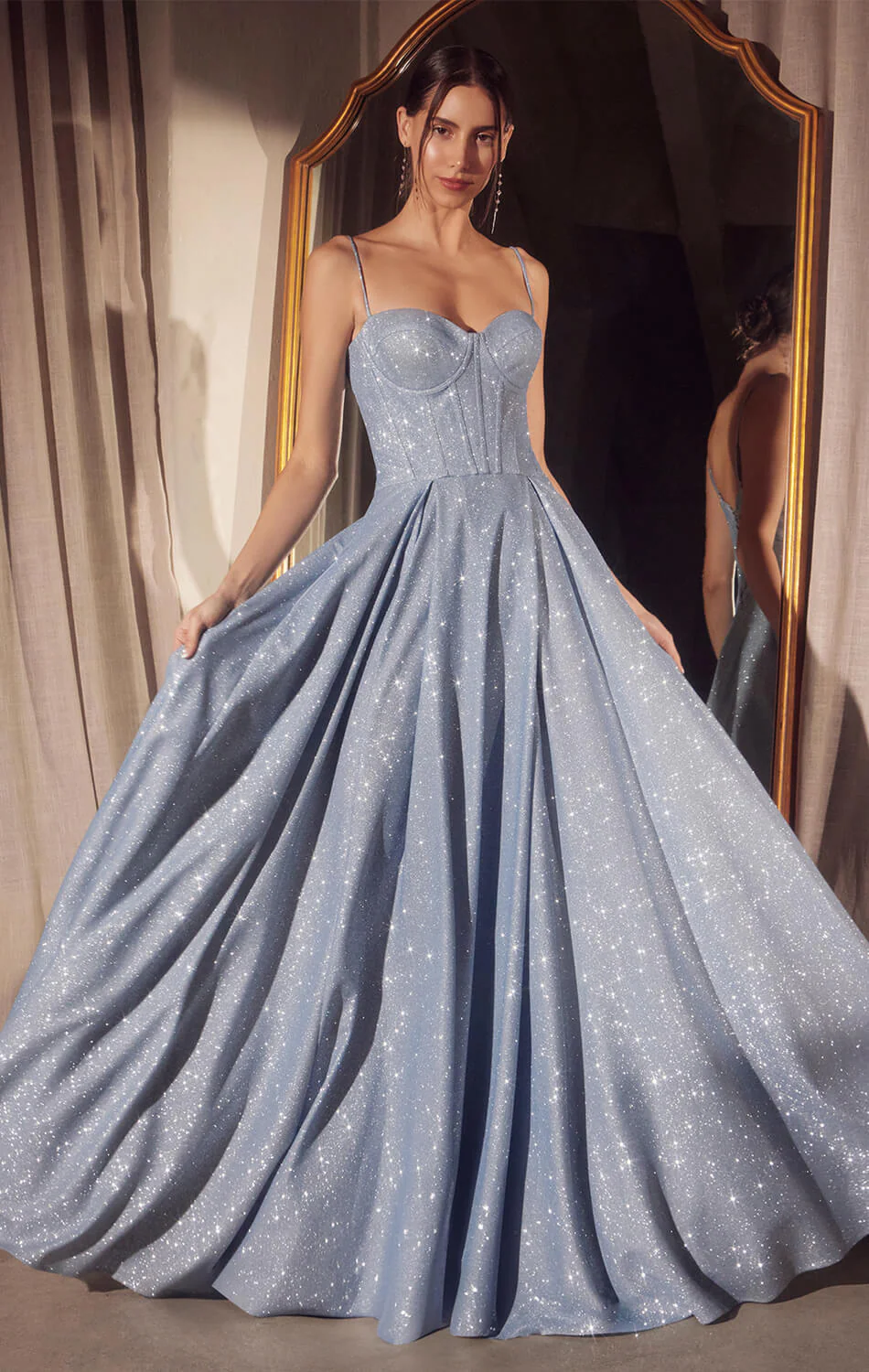 Krista Gown - Glitter Dusted A-line Bustier Dress - Image 2