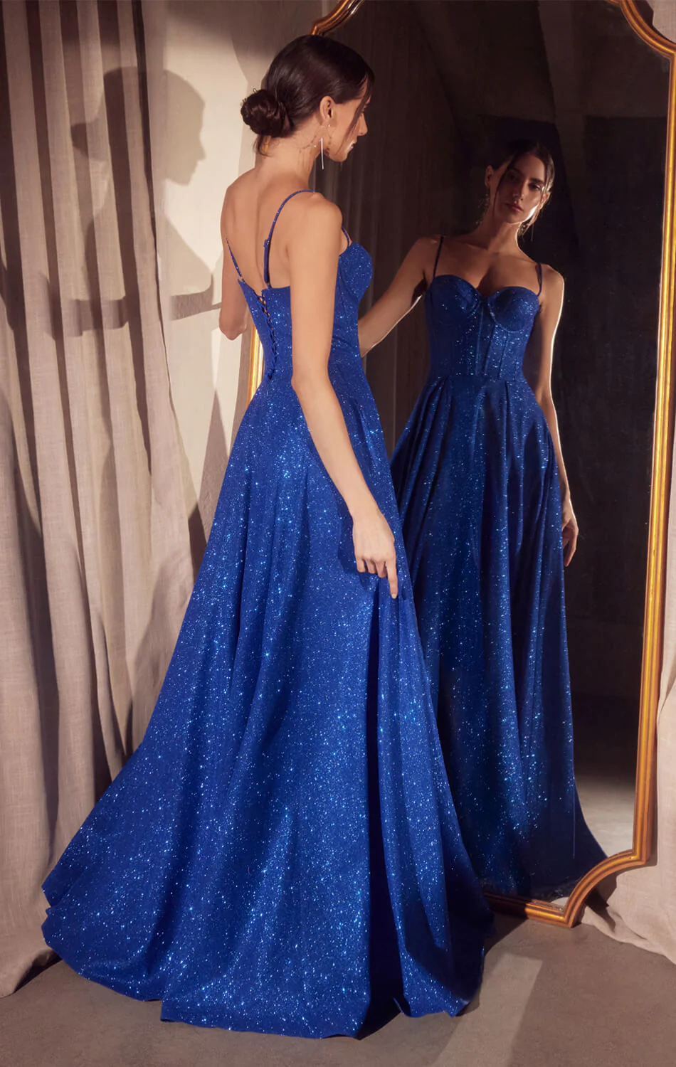 Krista Gown - Glitter Dusted A-line Bustier Dress - Image 6