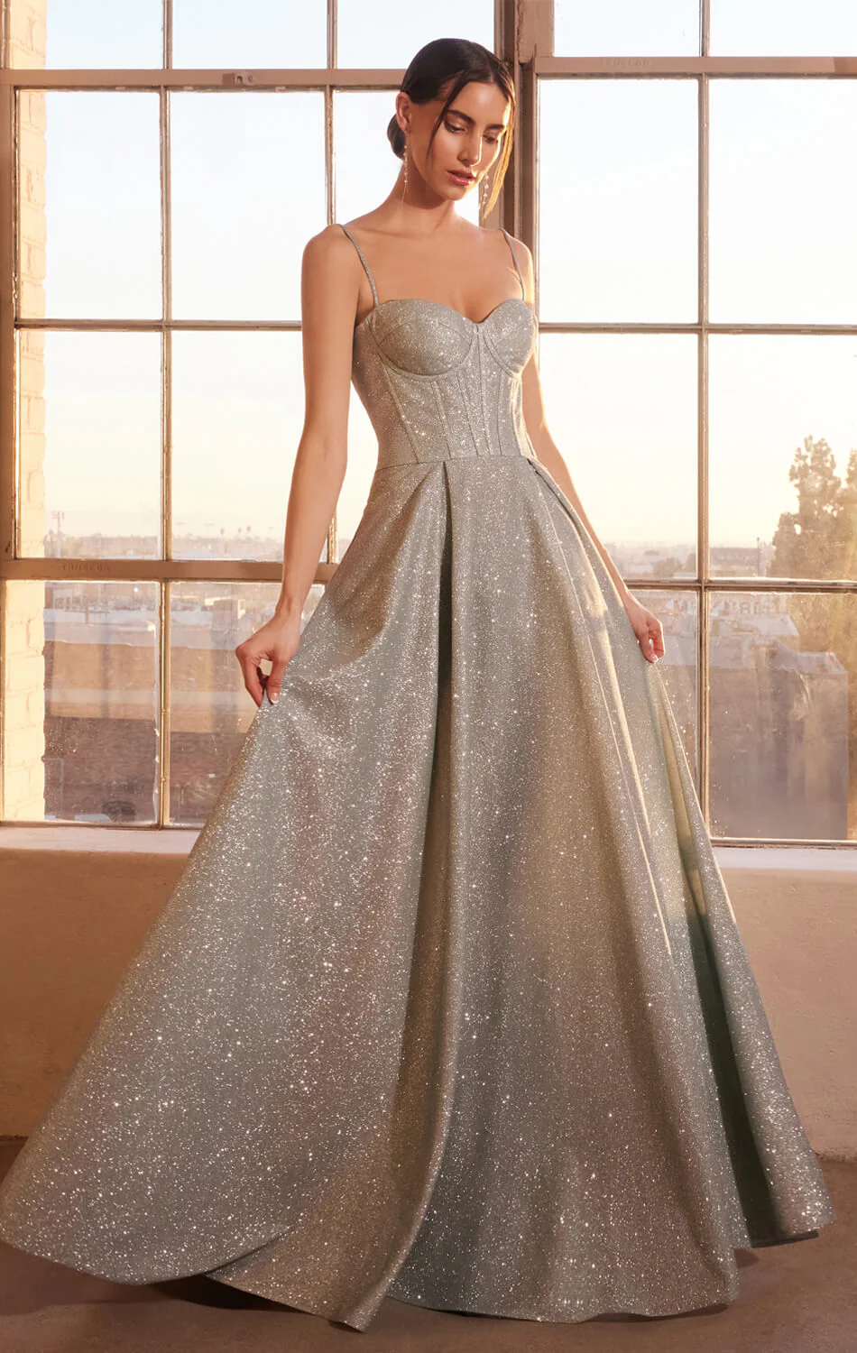 Krista Gown - Glitter Dusted A-line Bustier Dress - Image 7