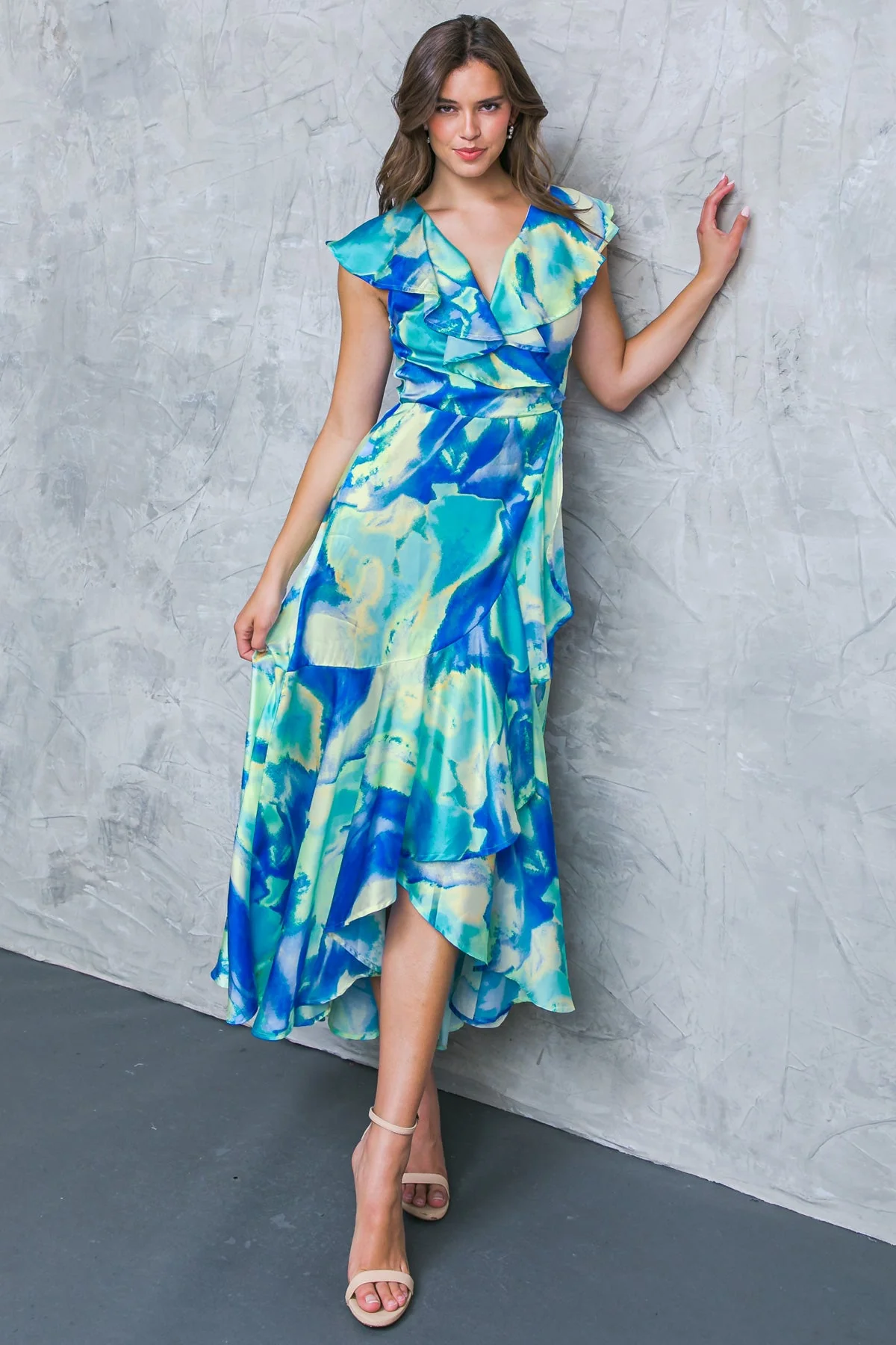 LA BABE SATIN WRAP STYLE MAXI DRESS - Image 4