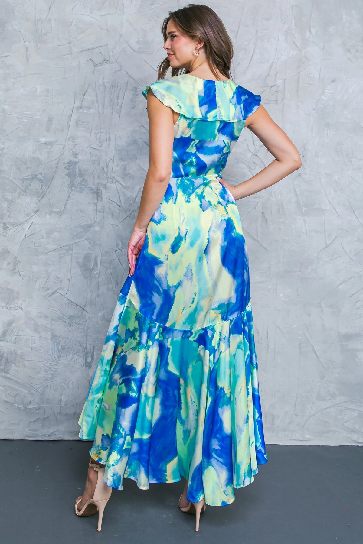 LA BABE SATIN WRAP STYLE MAXI DRESS - Image 5