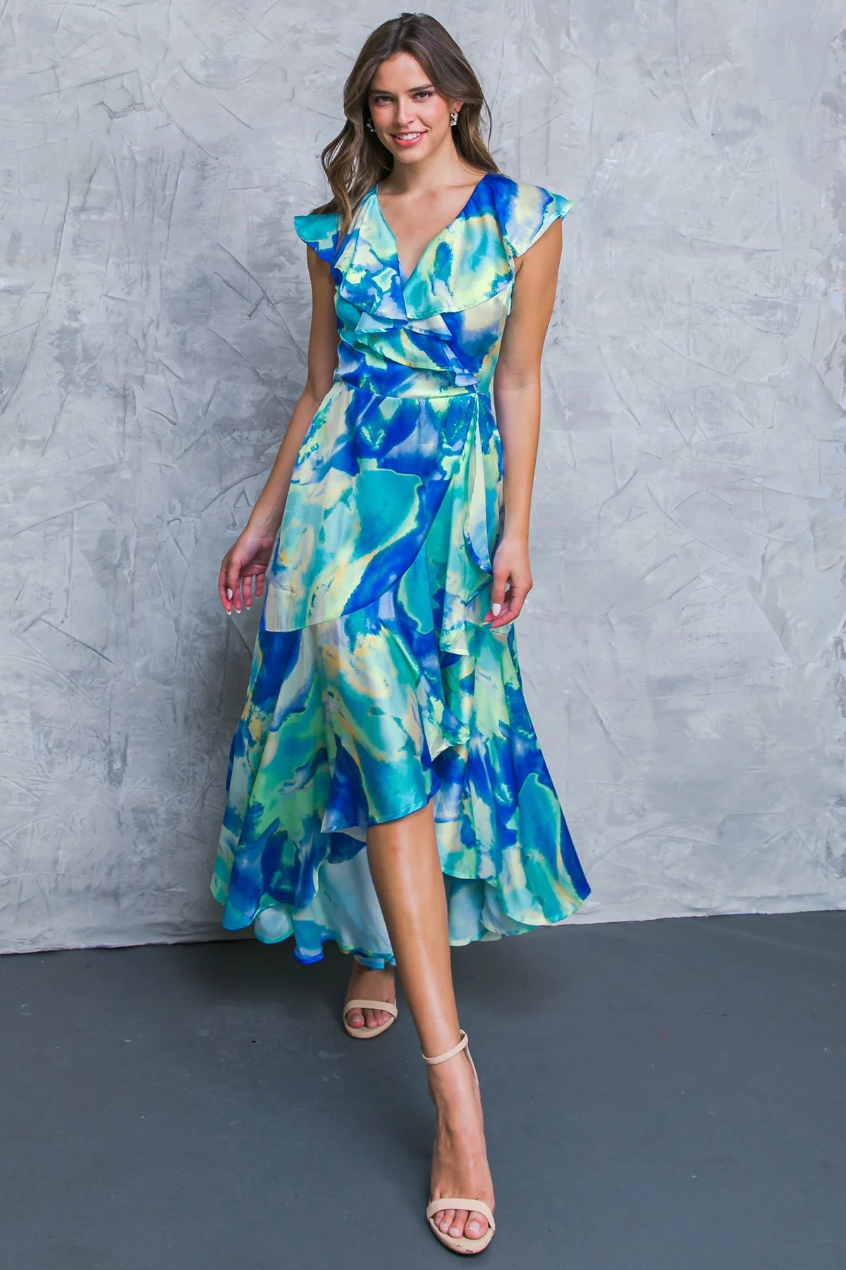 LA BABE SATIN WRAP STYLE MAXI DRESS - Image 7