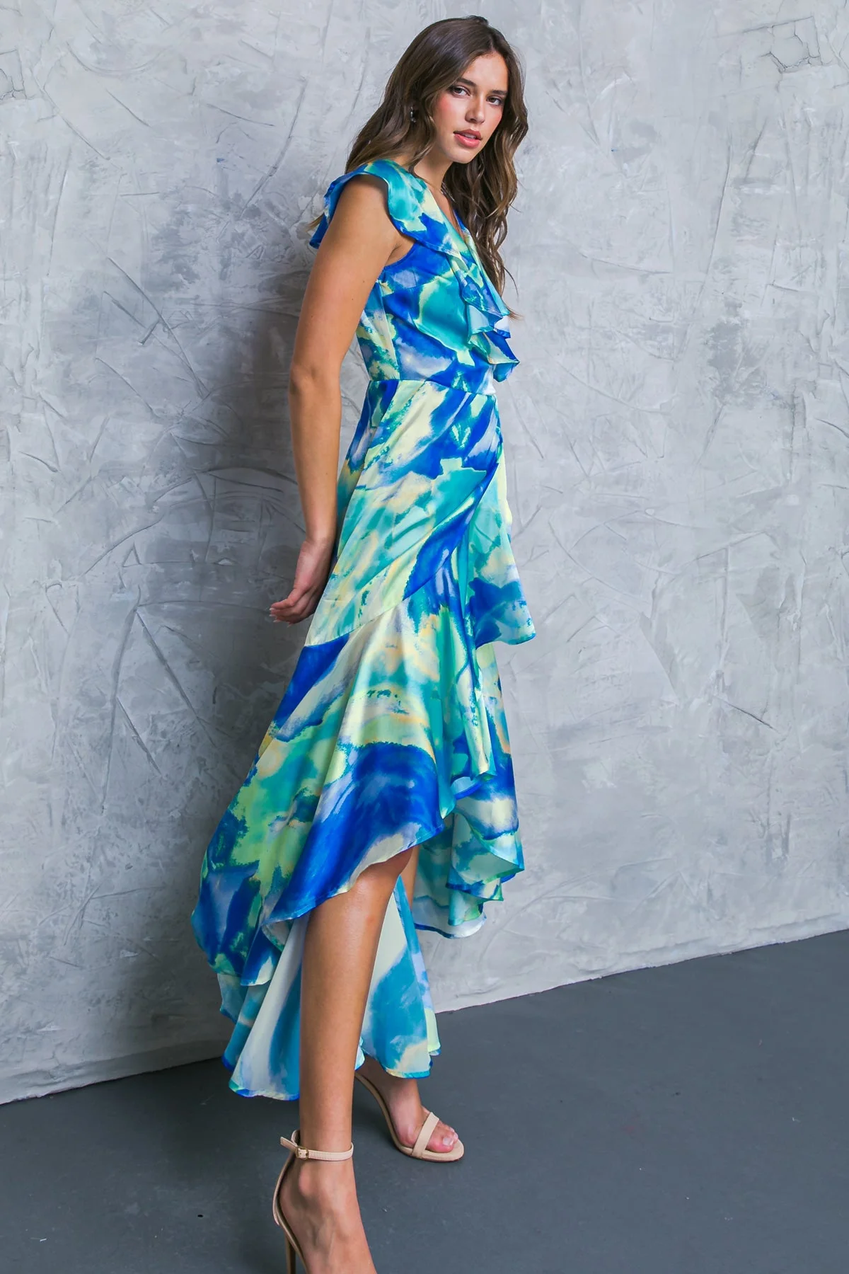 LA BABE SATIN WRAP STYLE MAXI DRESS - Image 9