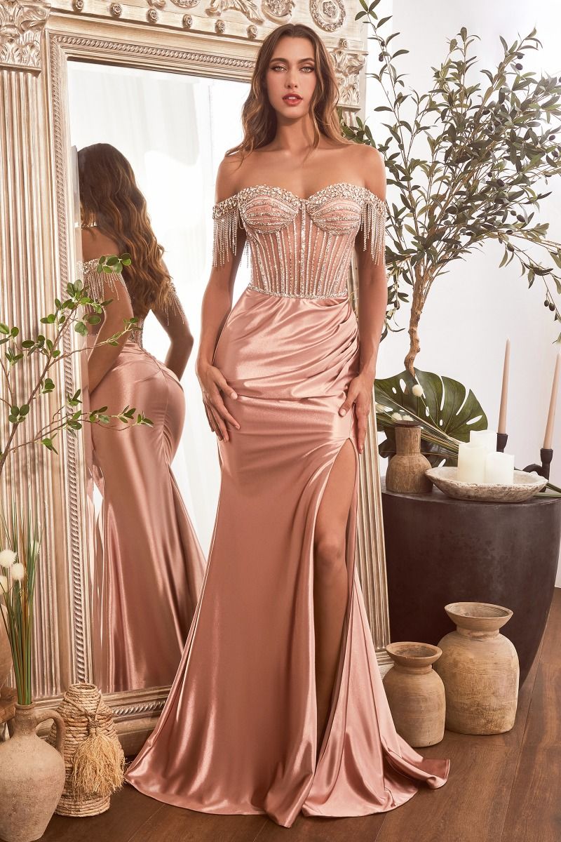 LANA GOWN - EMBELLISHED OFF THE SHOULDER SATIN GOWN - Image 7