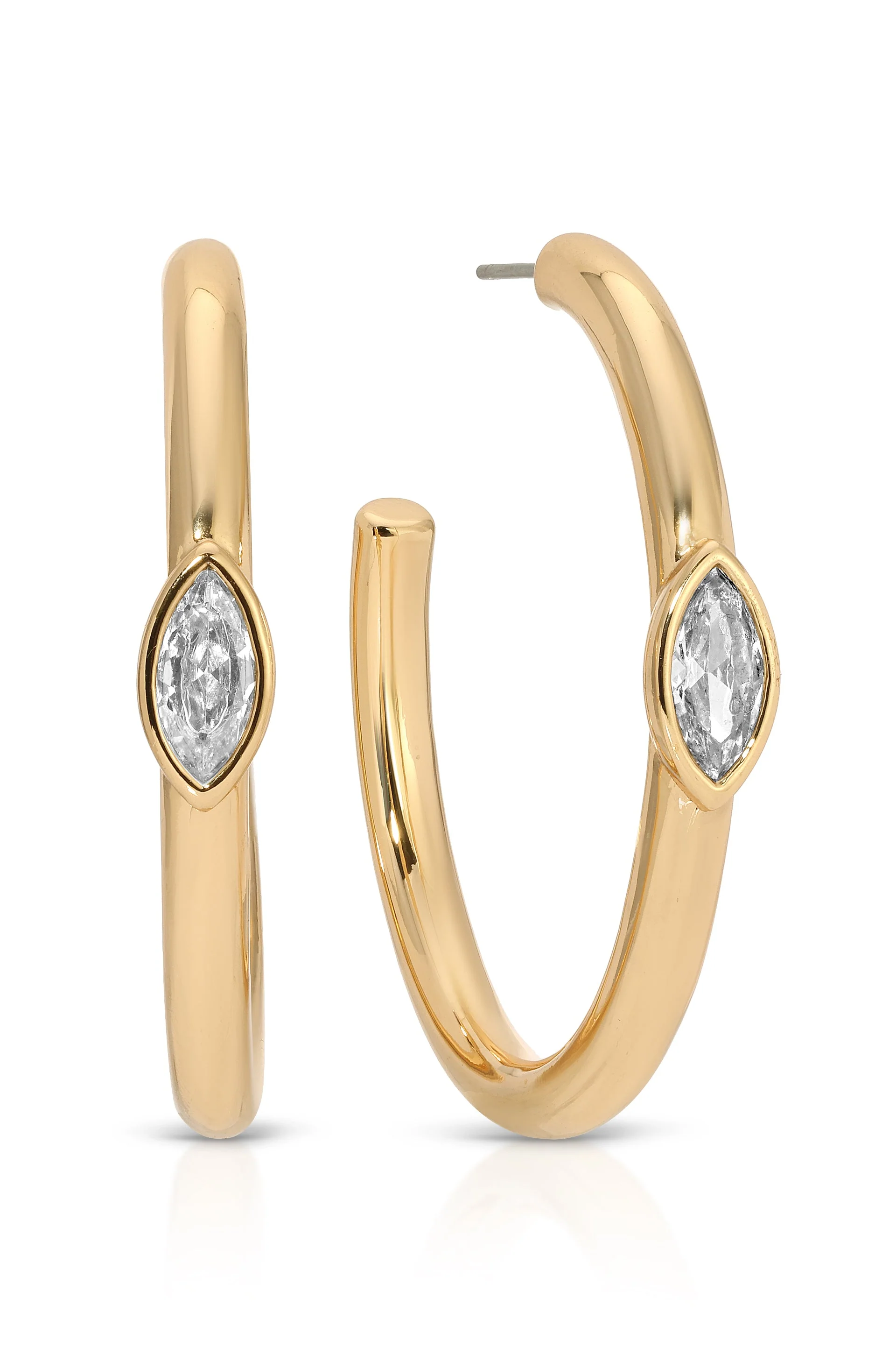 Large Marquise Crystal Hoops - Image 2