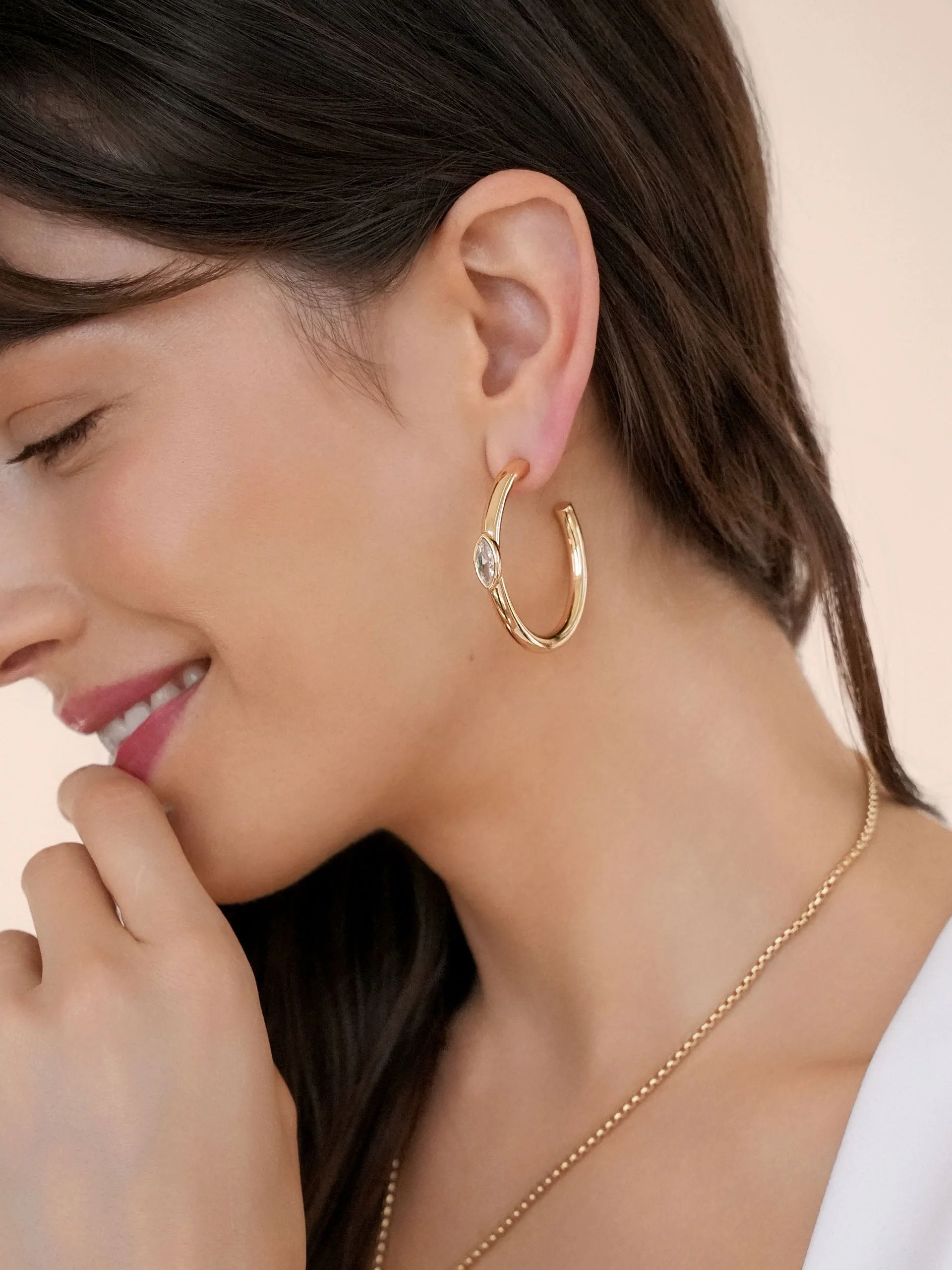 Large Marquise Crystal Hoops - Image 4