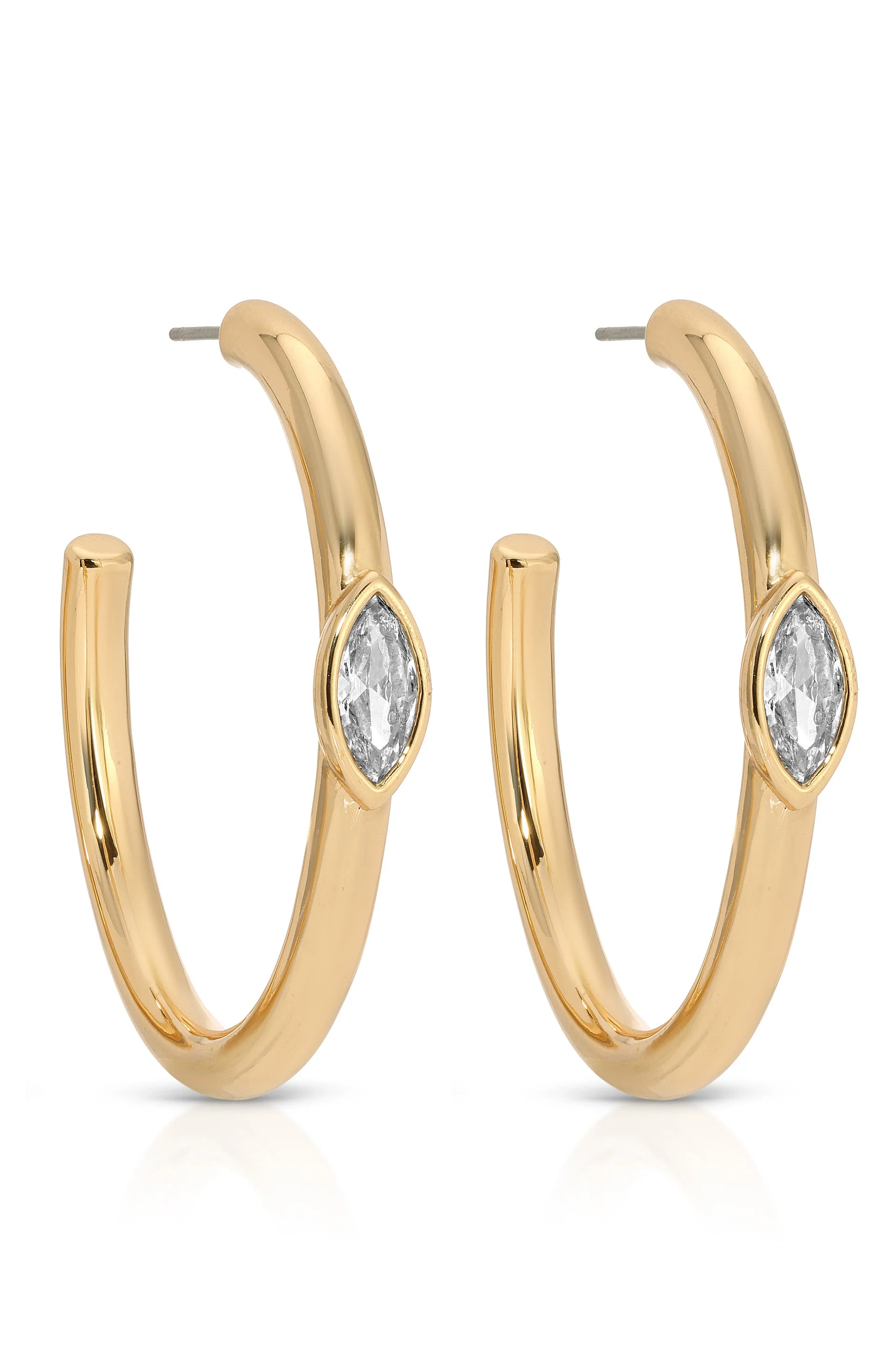 Large Marquise Crystal Hoops - Image 5