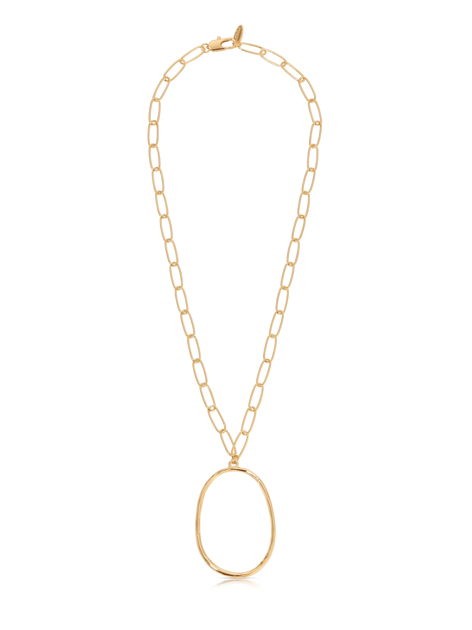 Large Oval Pendant Chain Link Necklace - Image 3