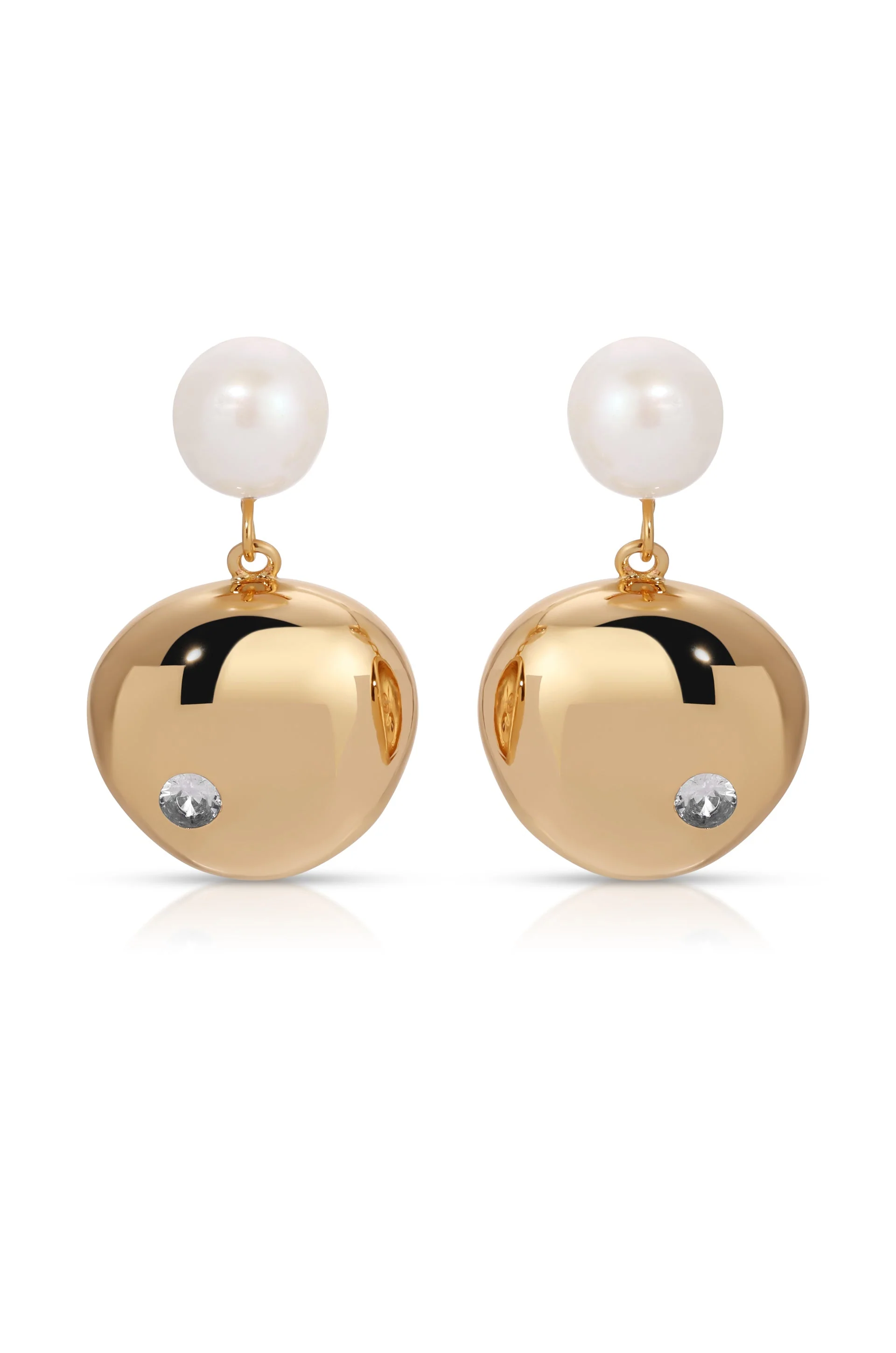 Large Pebble and Pearl Dangle Earrings - Image 3