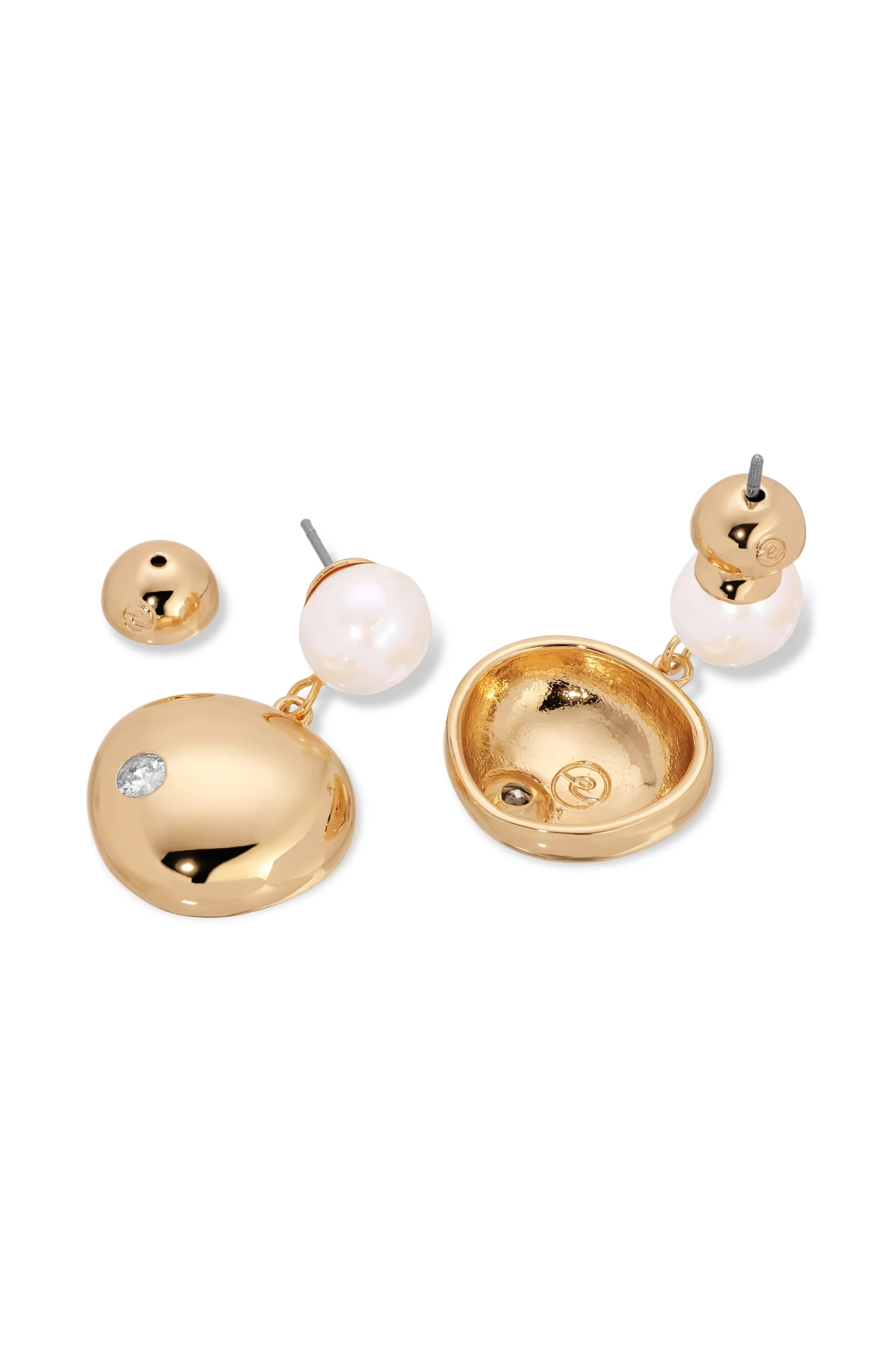 Large Pebble and Pearl Dangle Earrings - Image 4
