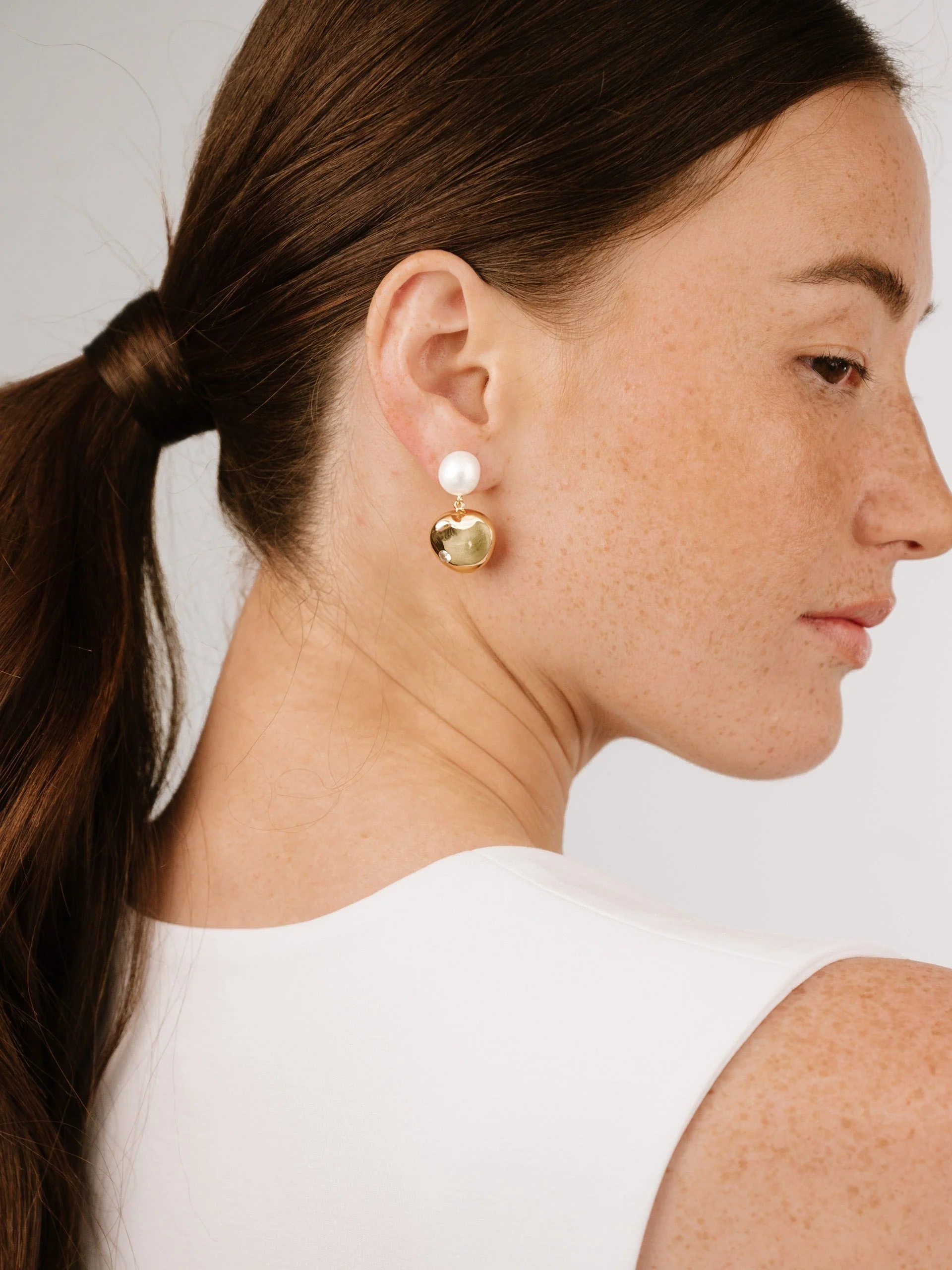 Large Pebble and Pearl Dangle Earrings - Image 6