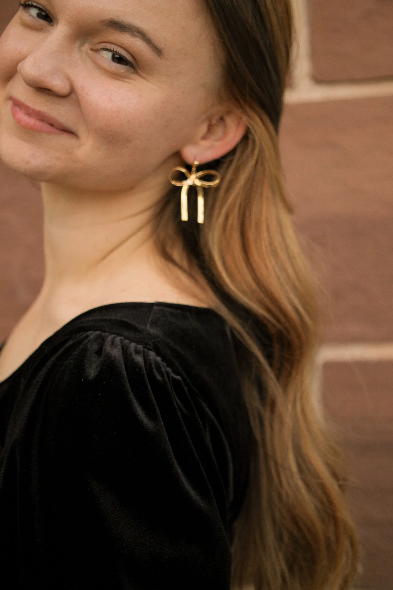 Lauren Bow Dangle in Gold - Image 5