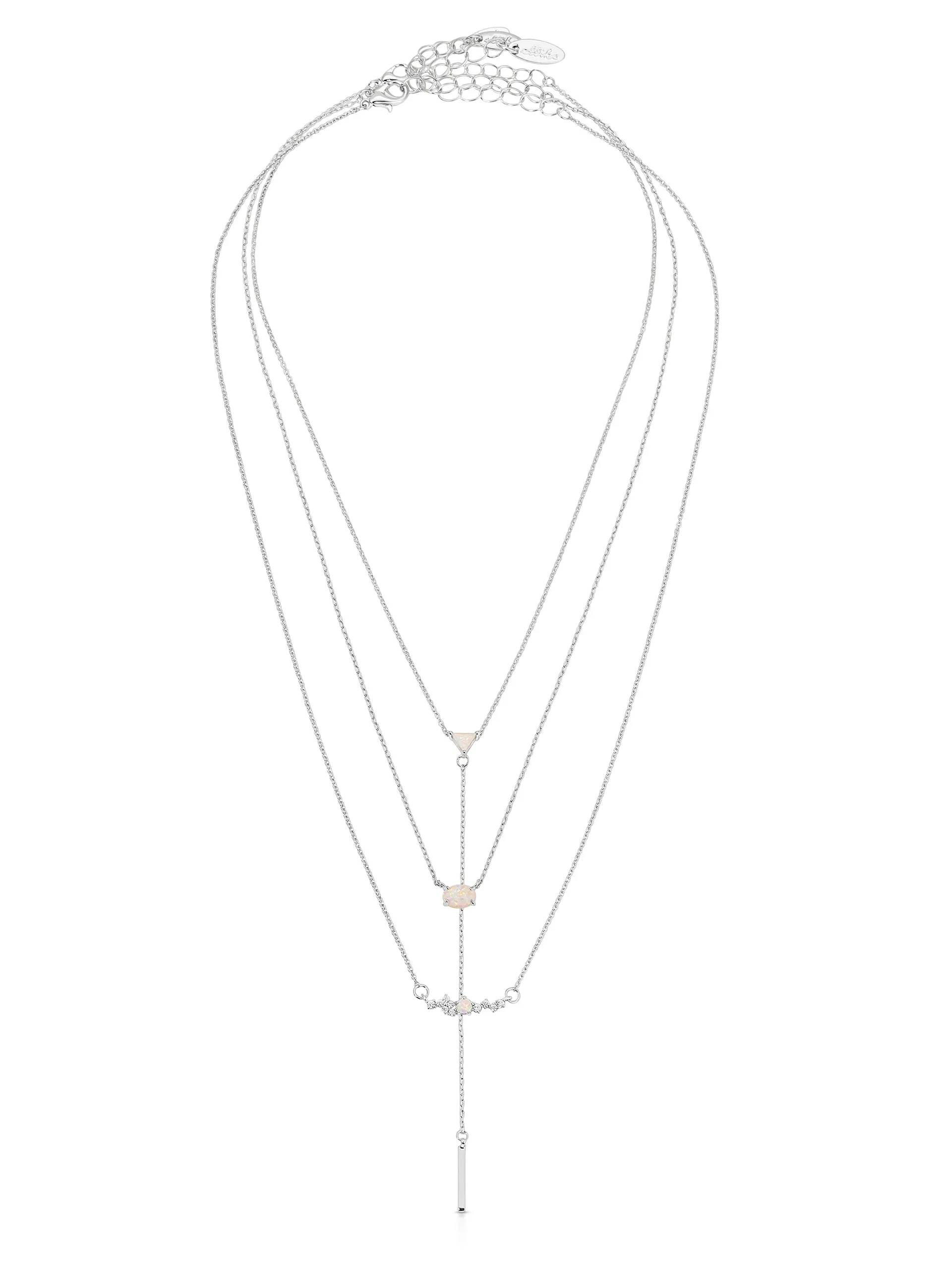 Layered Opal Lariat Necklace Set of 3 - Image 3