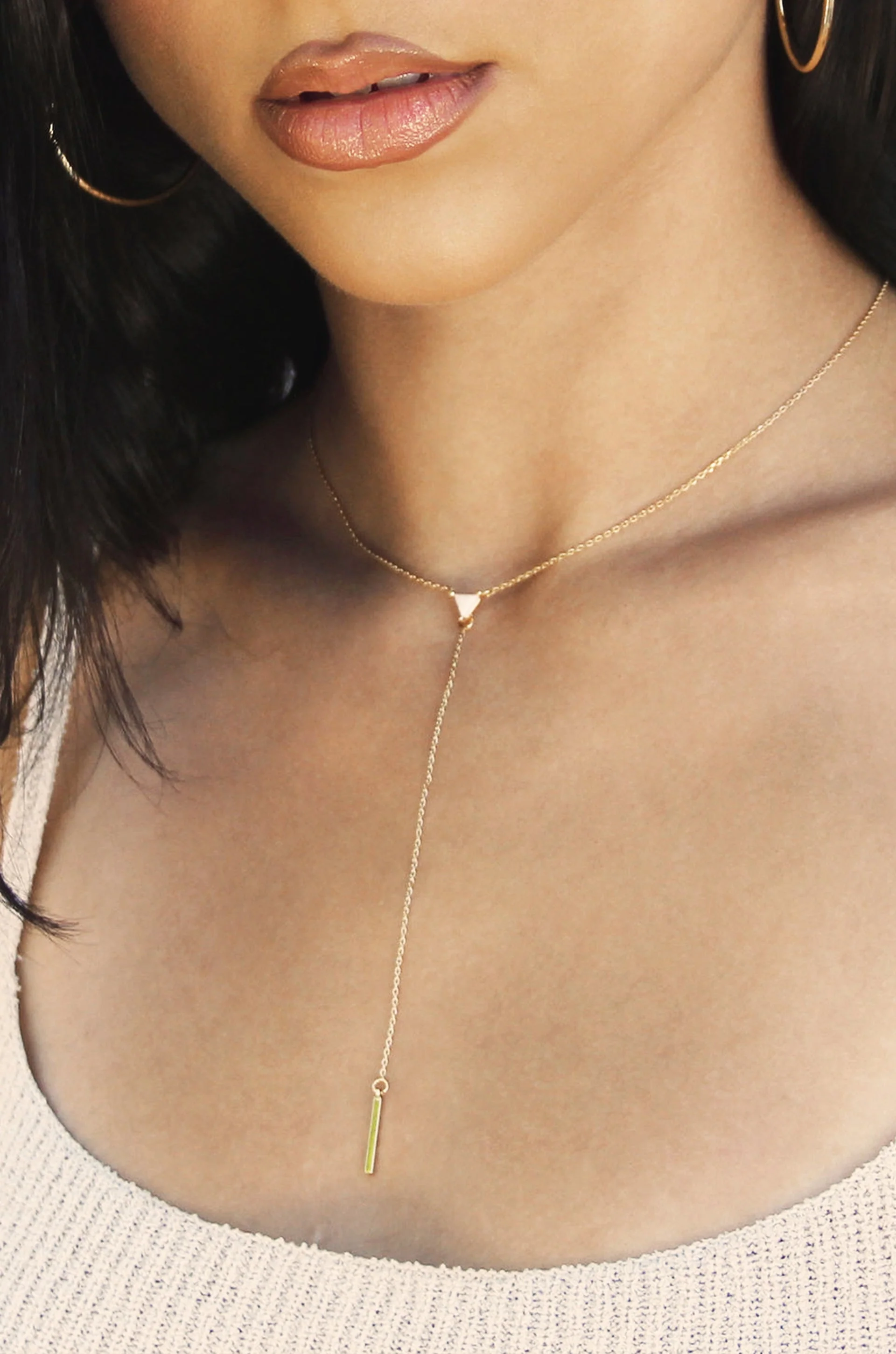 Layered Opal Lariat Necklace Set of 3 - Image 4