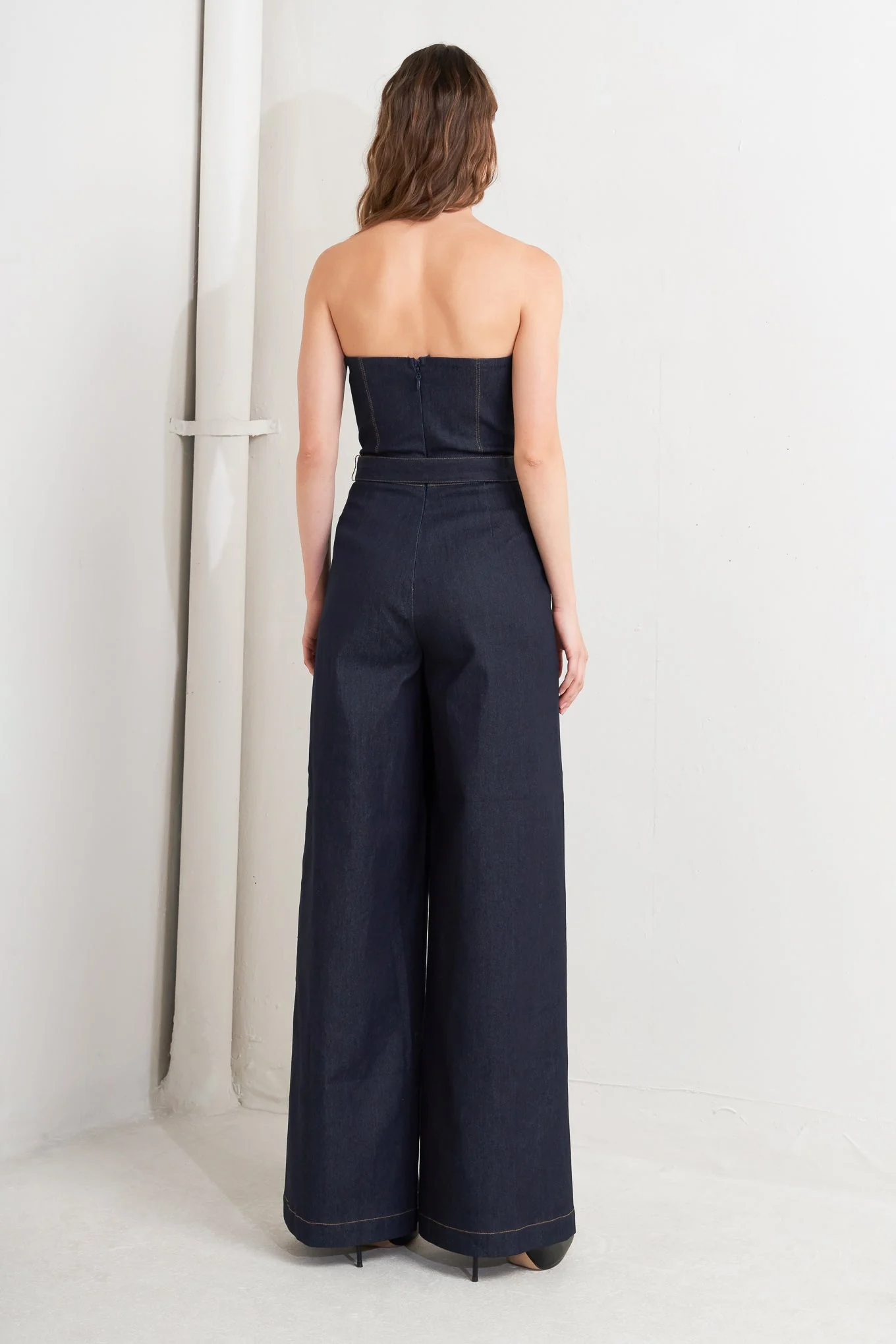 LE BONHEUR V CUT VOW DENIM JUMPSUIT - FINAL SALE - Image 5
