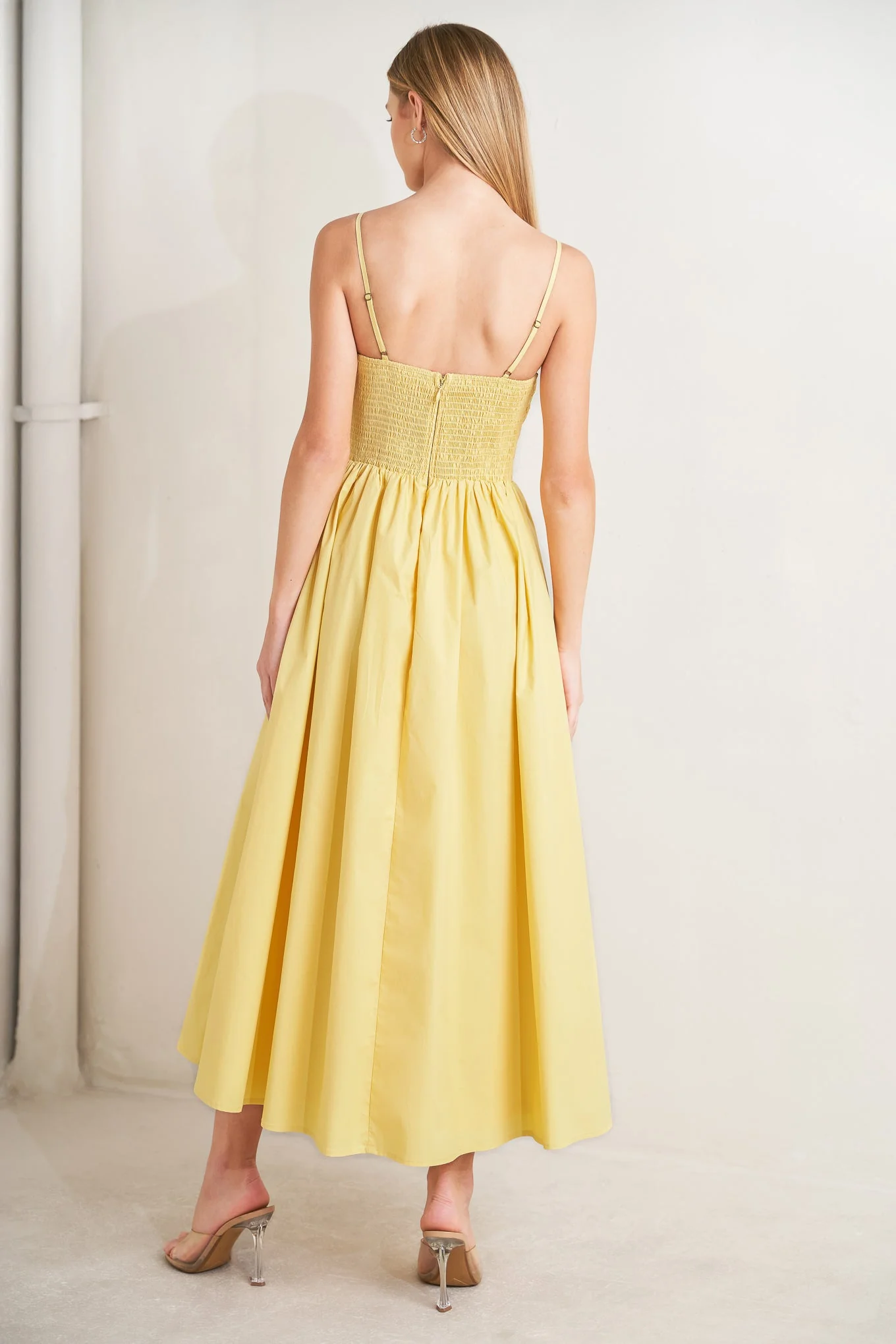 LEMON KISS BUTTER YELLOW MIDI DRESS - Image 3