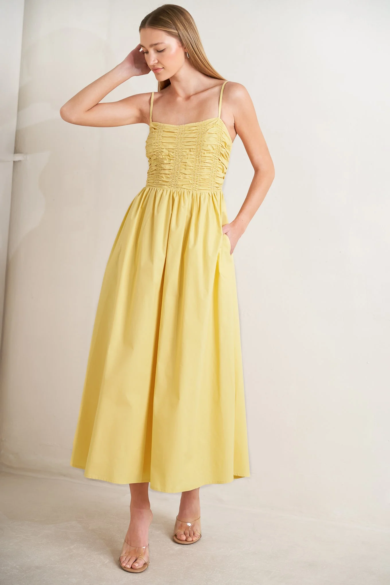 LEMON KISS BUTTER YELLOW MIDI DRESS - Image 7