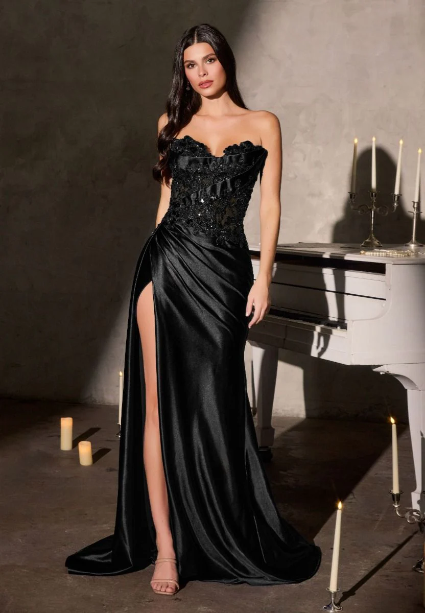 Leslie Gown – Strapless Floral Beaded Evening Dress - Image 2