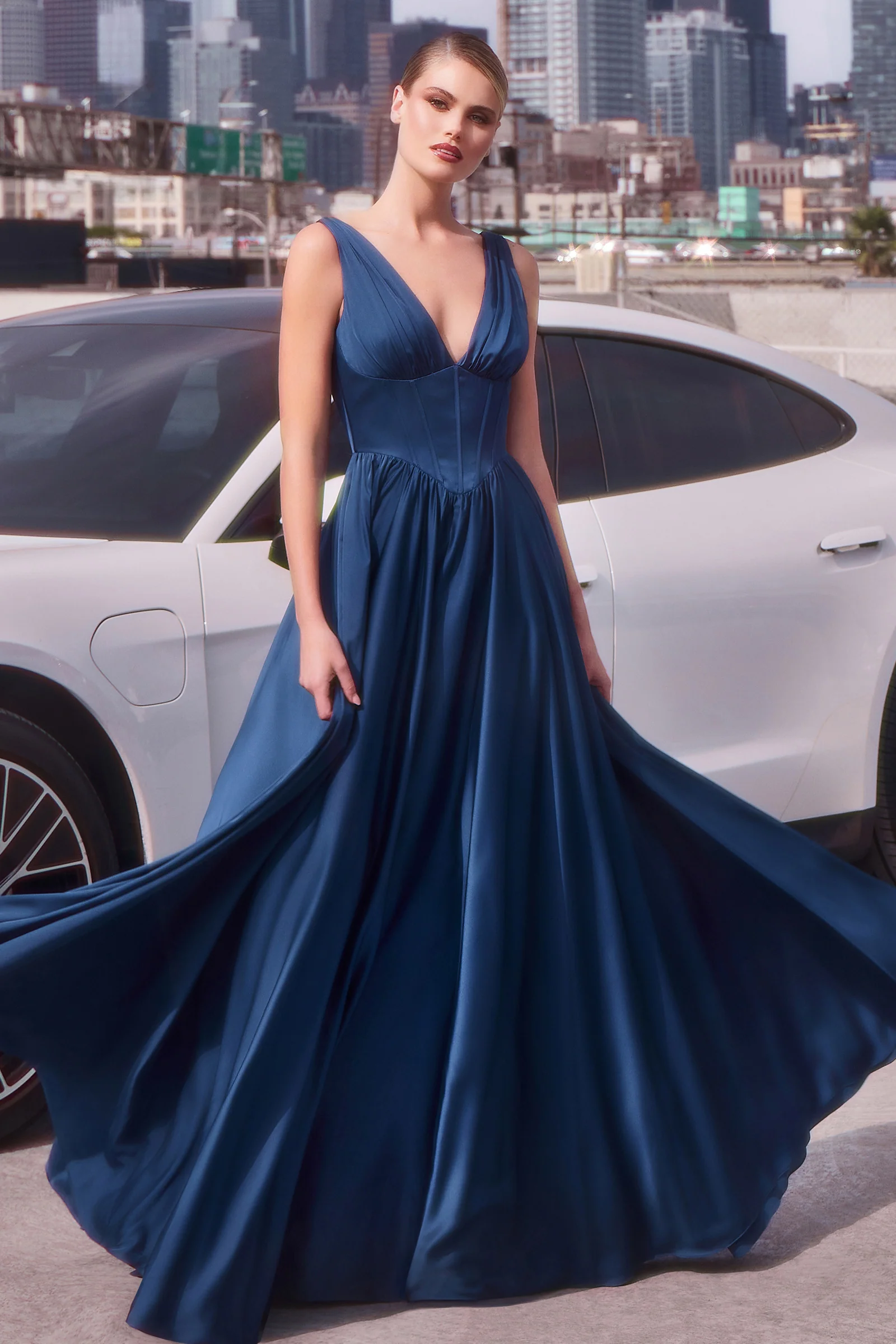 Libby Gown - A-Line Satin Dress - Image 5