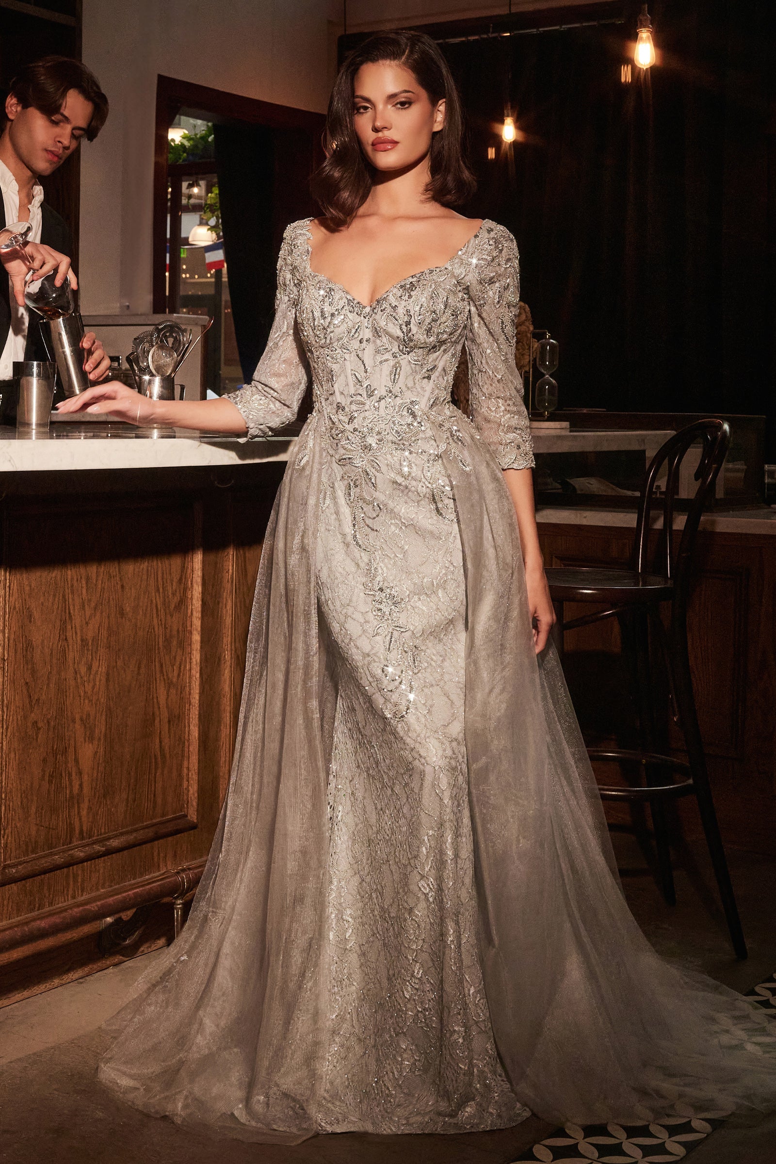 Liesel Gown - LONG SLEEVE LACE FITTED DRESS & OVERSKIRT - Image 6
