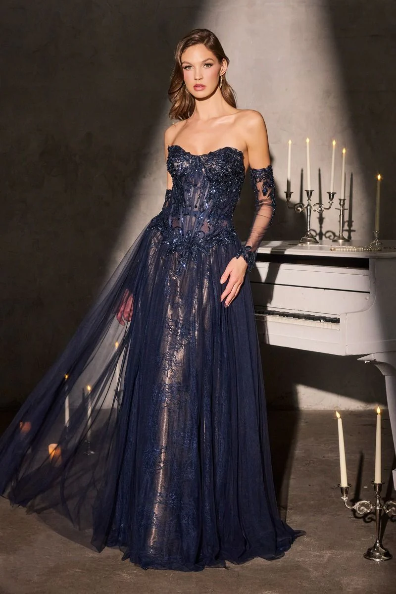 LILITH GOWN - A-LINE TULLE DRESS WITH GLOVES - Image 5