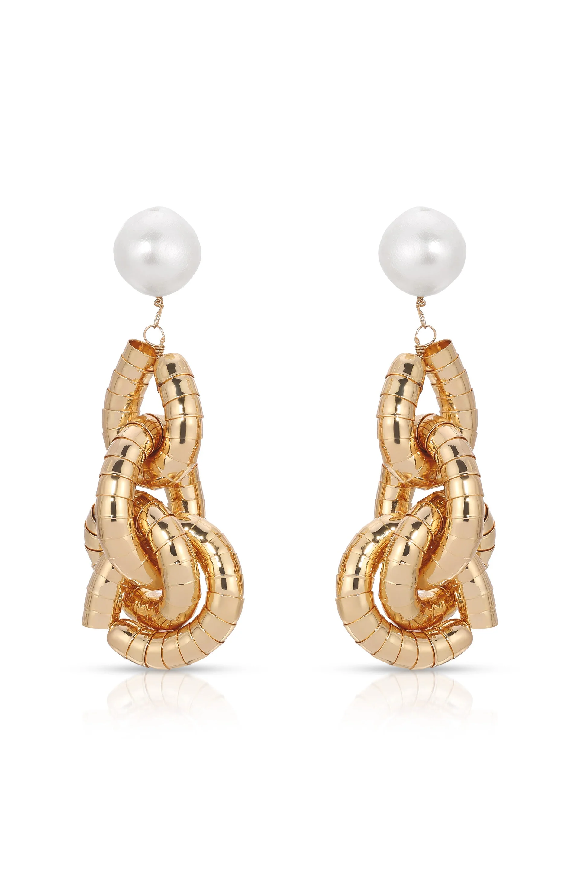 Liquid Gold Pearl Drop Earrings - Image 3