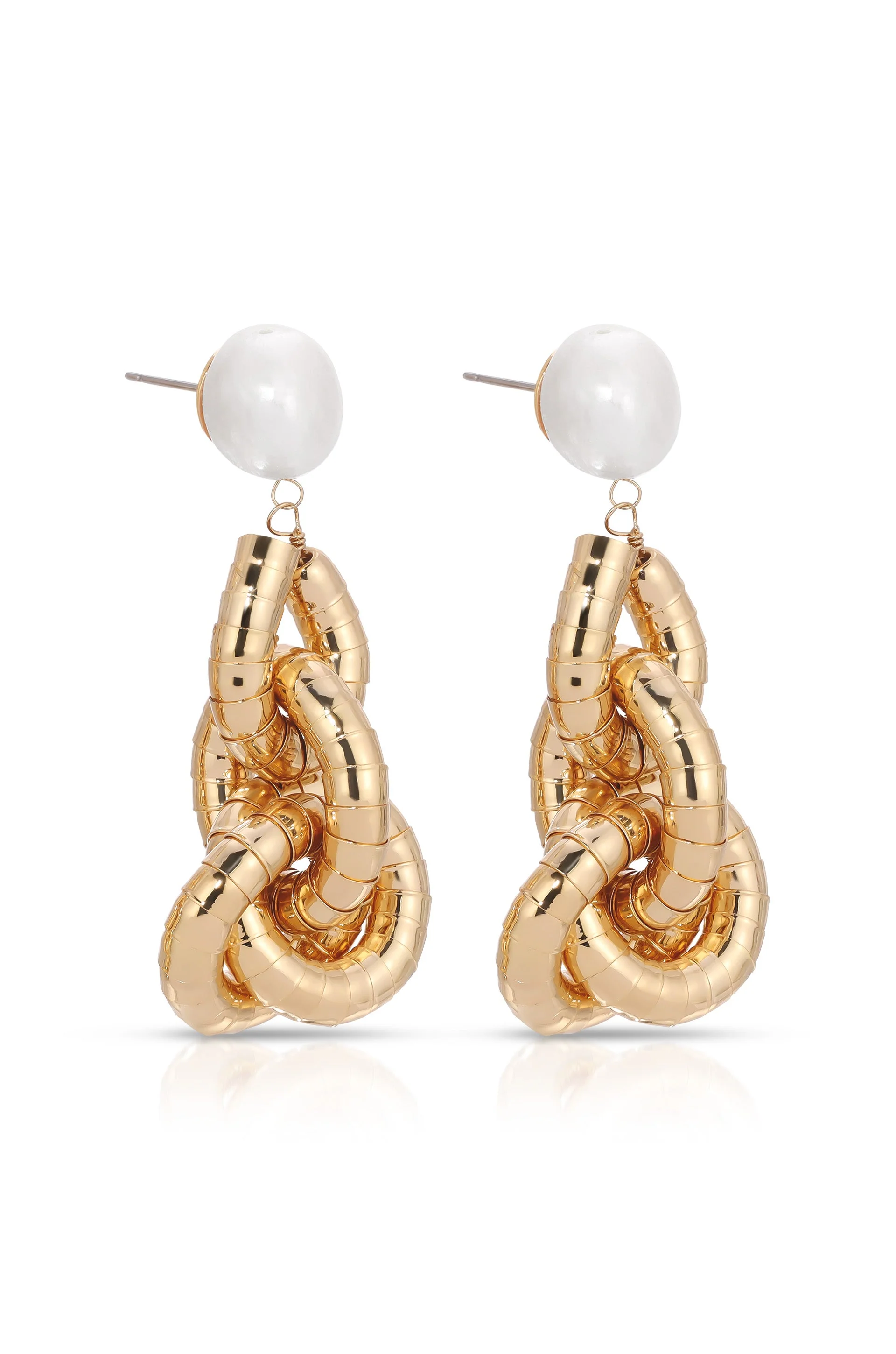 Liquid Gold Pearl Drop Earrings - Image 4