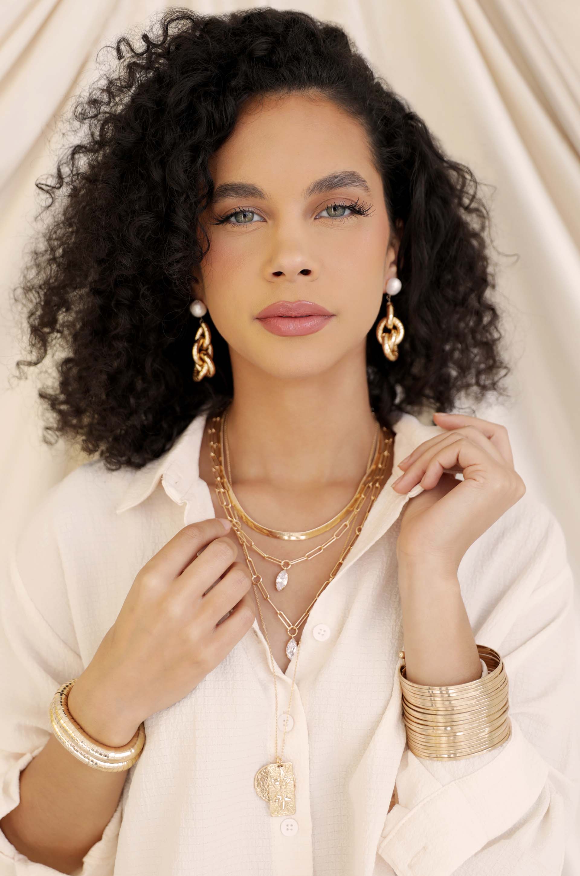 Liquid Gold Pearl Drop Earrings - Image 6