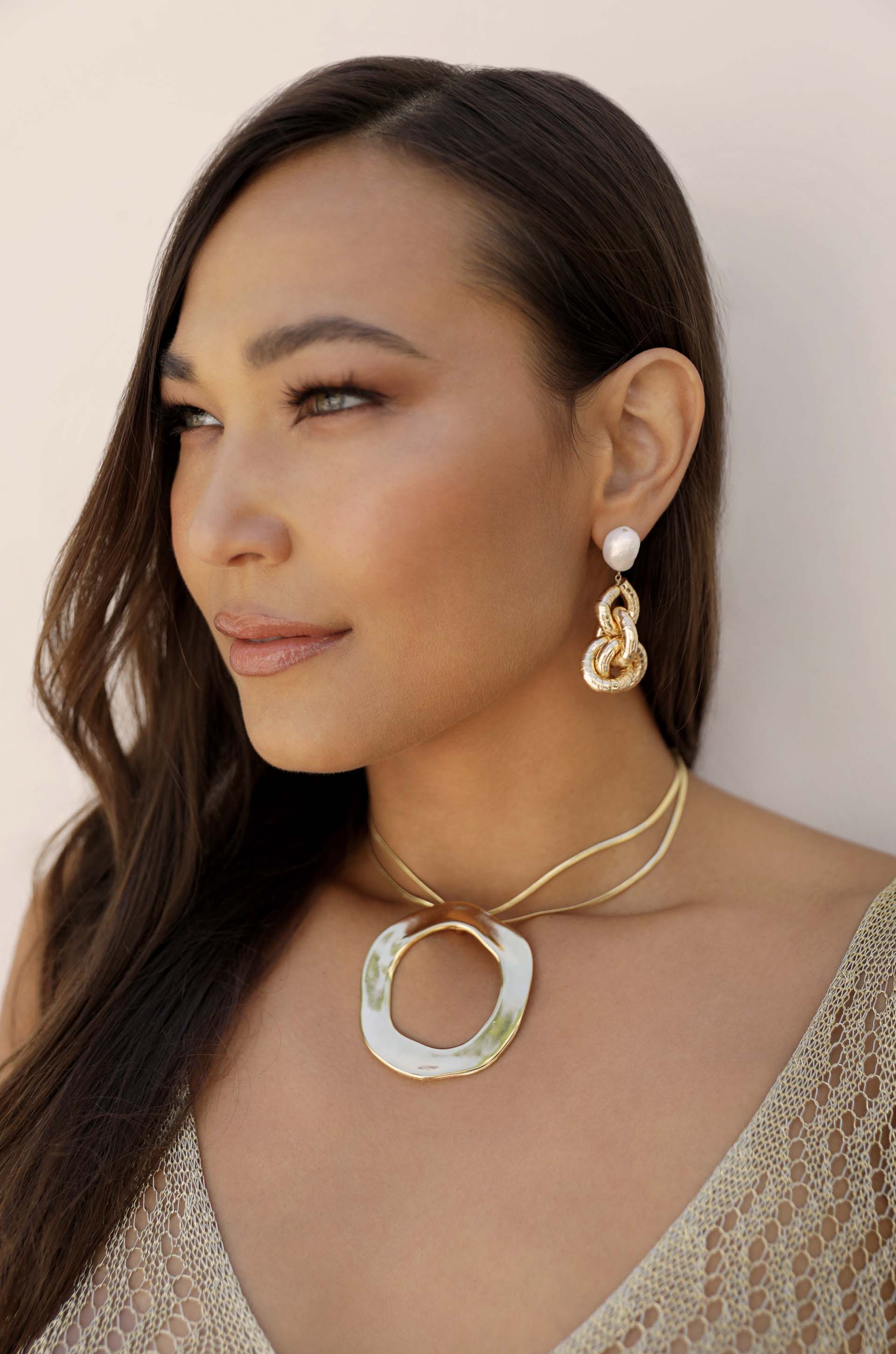 Liquid Gold Pearl Drop Earrings - Image 7