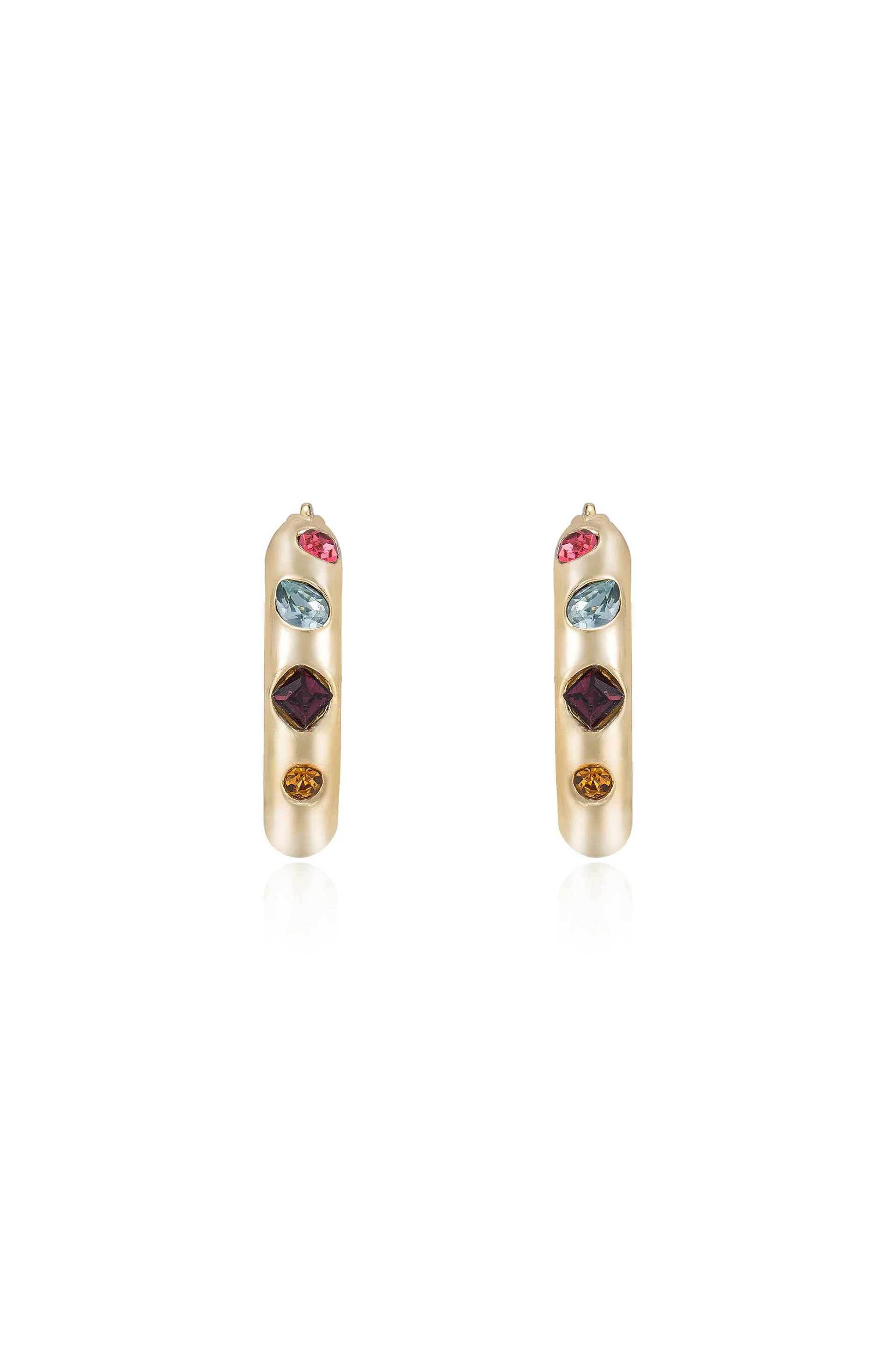 Lively Rainbow Crystal Hoop Earrings - Image 3